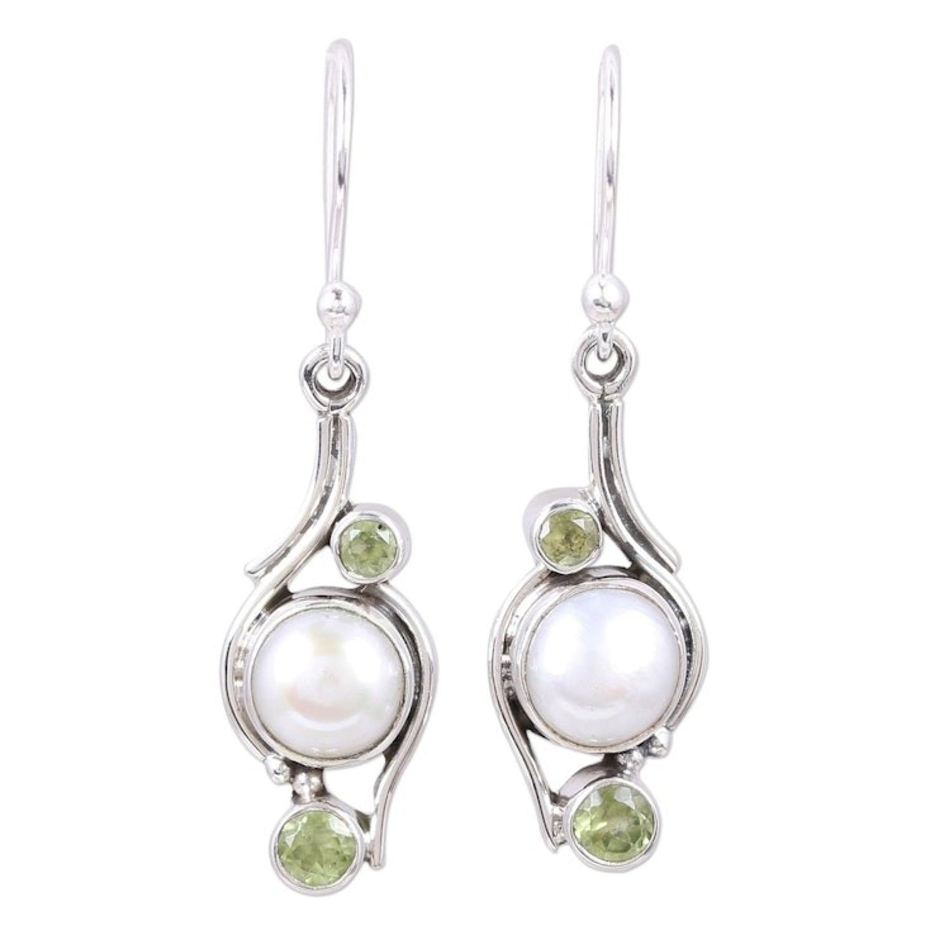 India Style Pearls and Peridot Earrings 'Sweet Dreams'