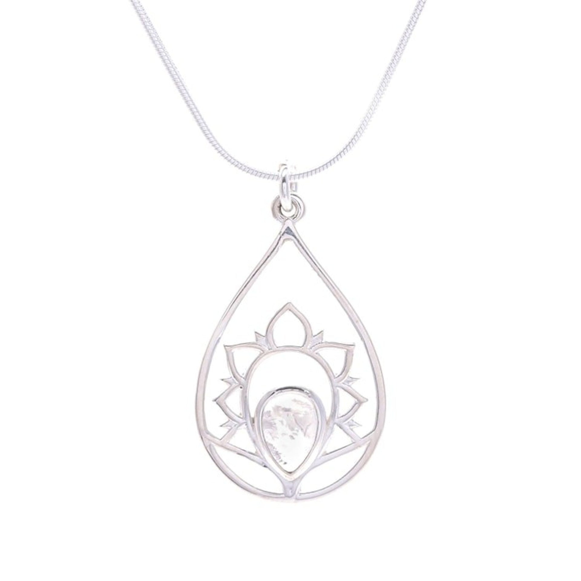 Rainbow Moonstone and Sterling Silver Pendant Necklace 'Sense of Calm in Blue Flash'