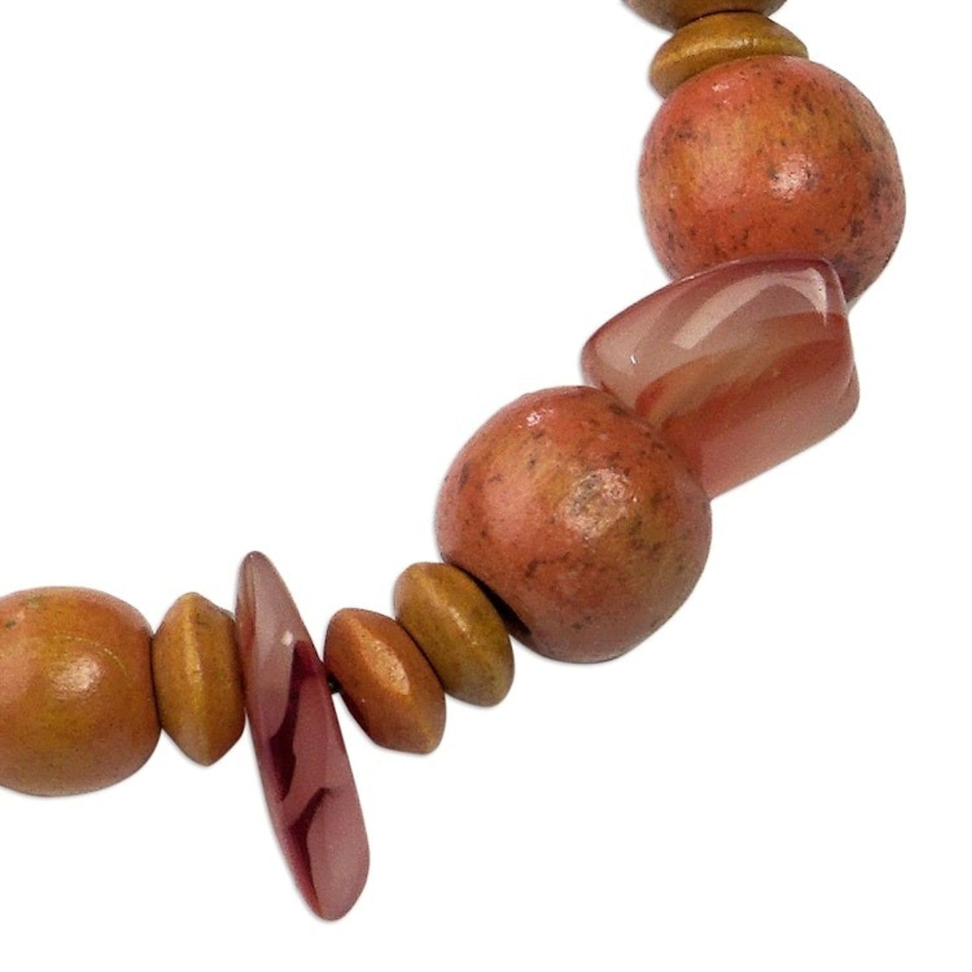 Eco-Friendly Glass and Wood Beaded Bracelet 'Praise the Sun'