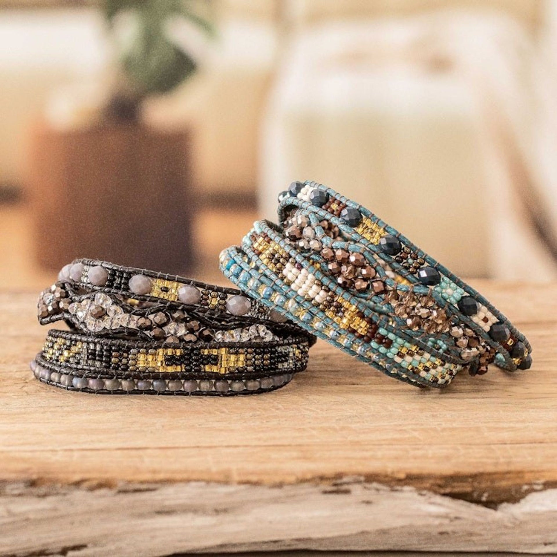 Handcrafted Beaded Positive Energy Long Wrap Bracelets 'Compassion and Guidance'