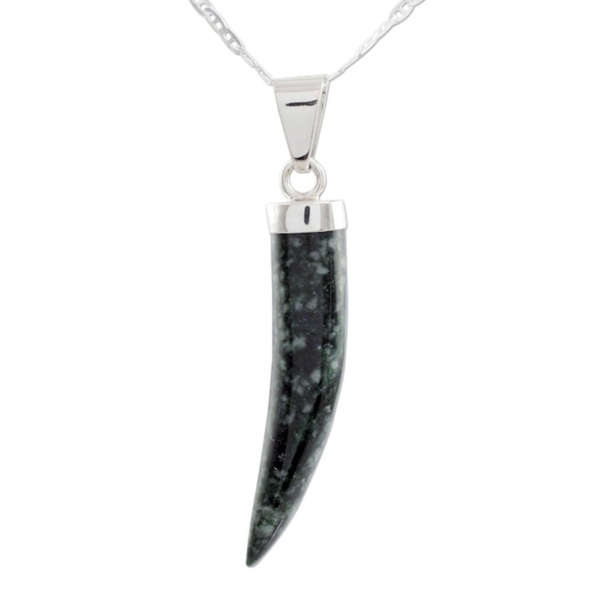 Men's Handcrafted Sterling Silver Pendant Jade Necklace 'Invincible'