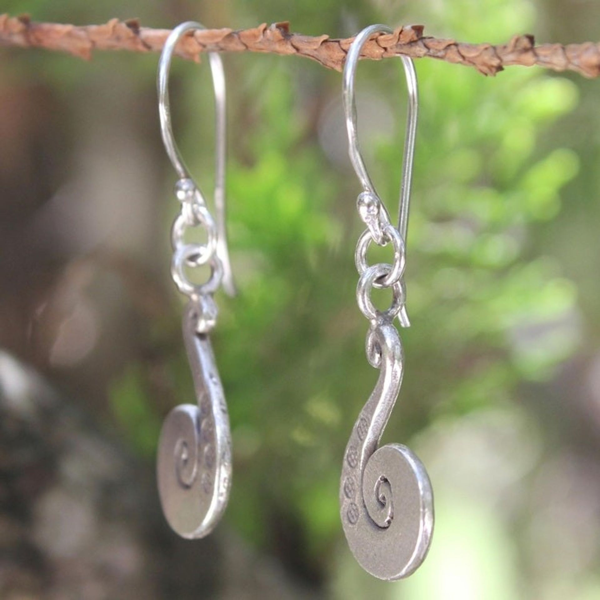 Sterling silver dangle earrings 'Chiang Mai Song'