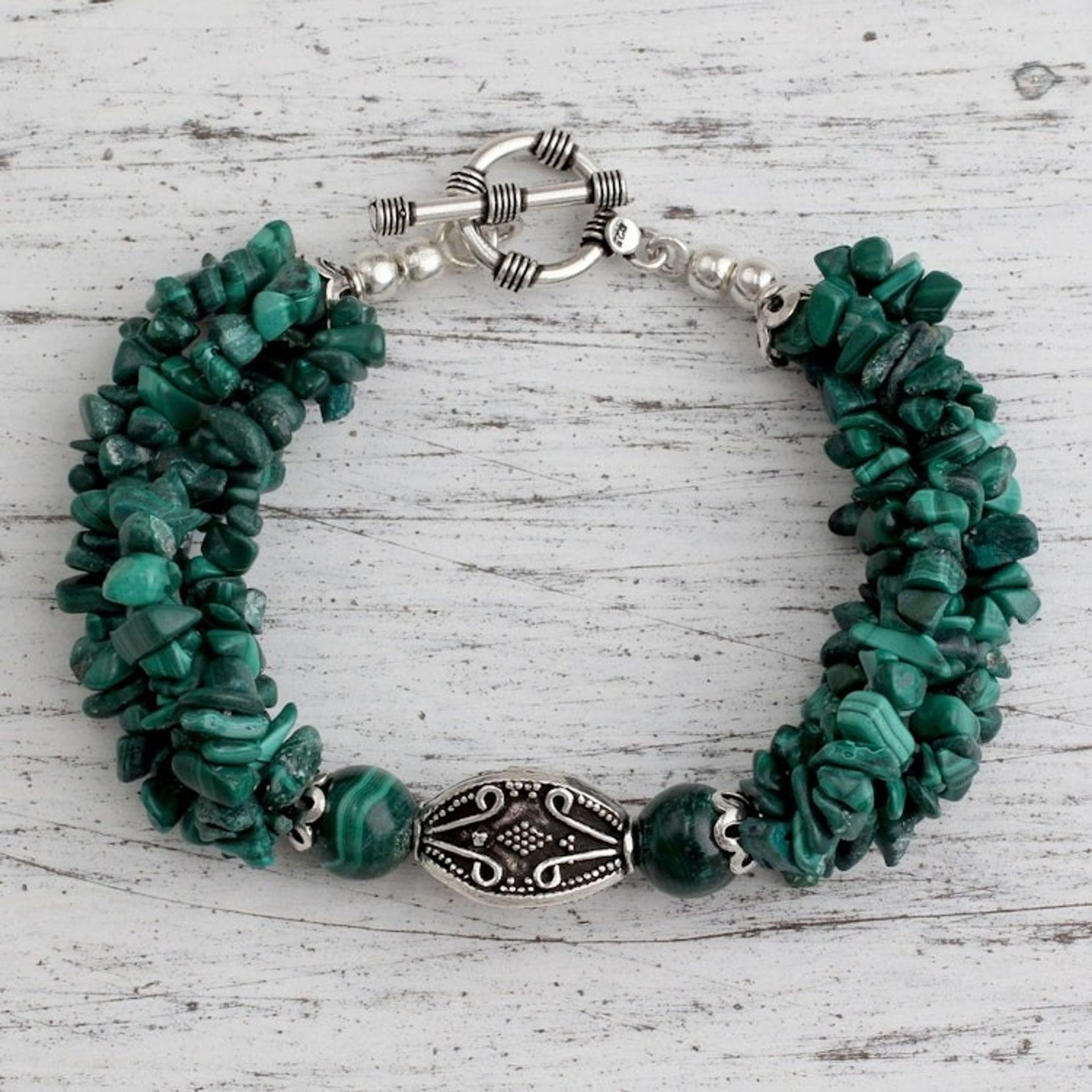 Malachite torsade bracelet 'Natural Sophistication'