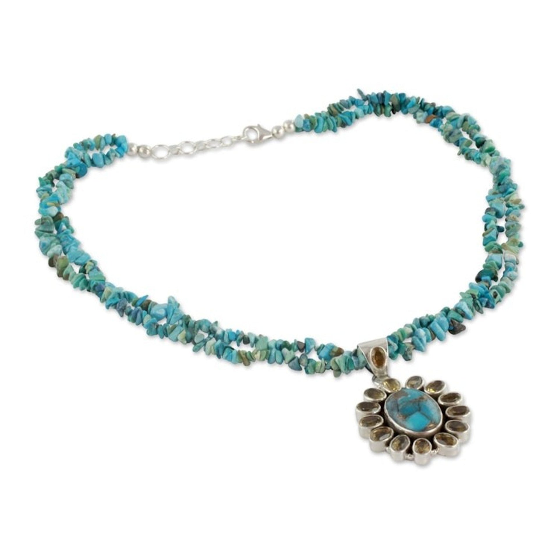 Opulent Indian Necklace with 7 Carats of Citrine 'Sunny Sky'