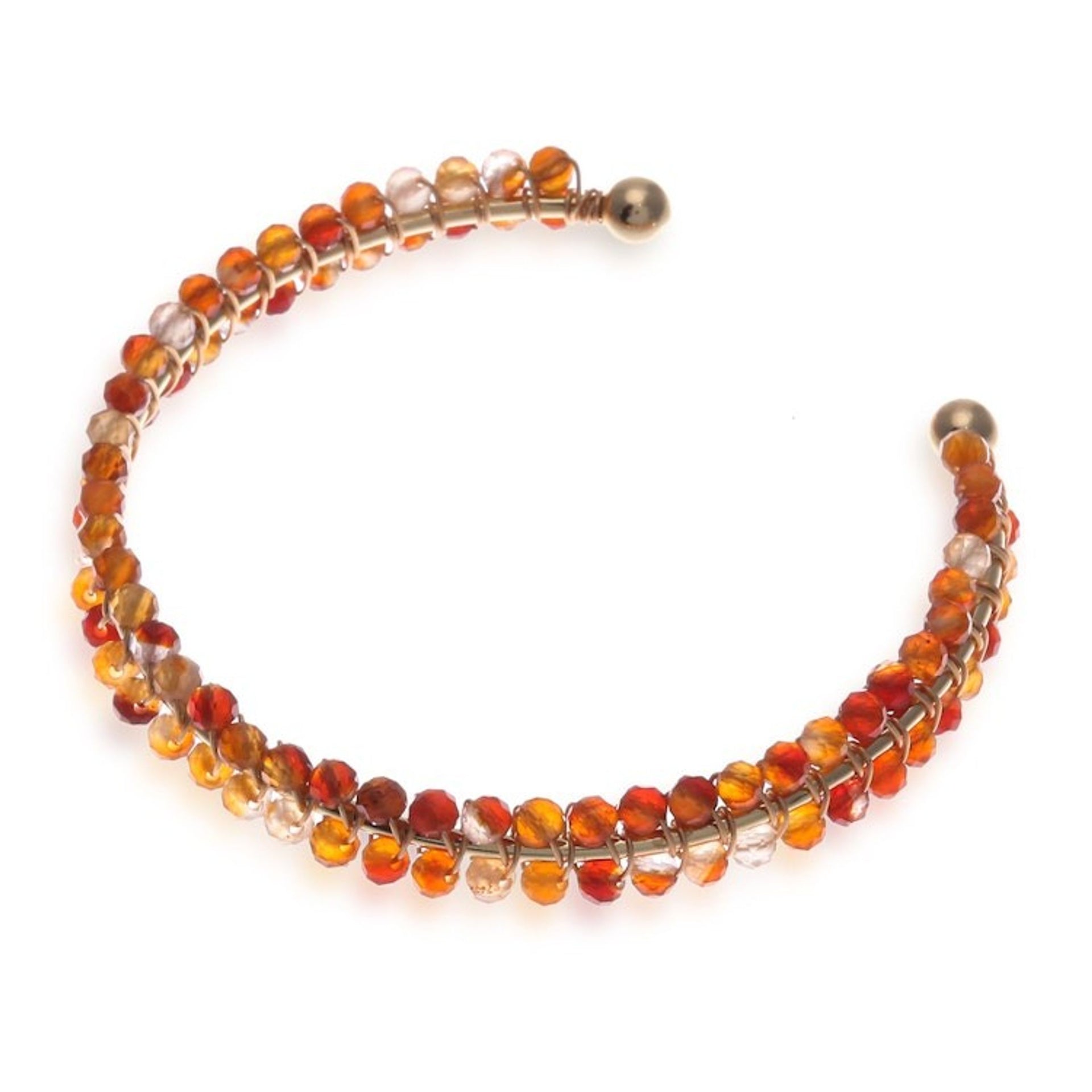 14k Gold-Accented Agate Beaded Cuff Bracelet from Thailand 'Lively Colors'