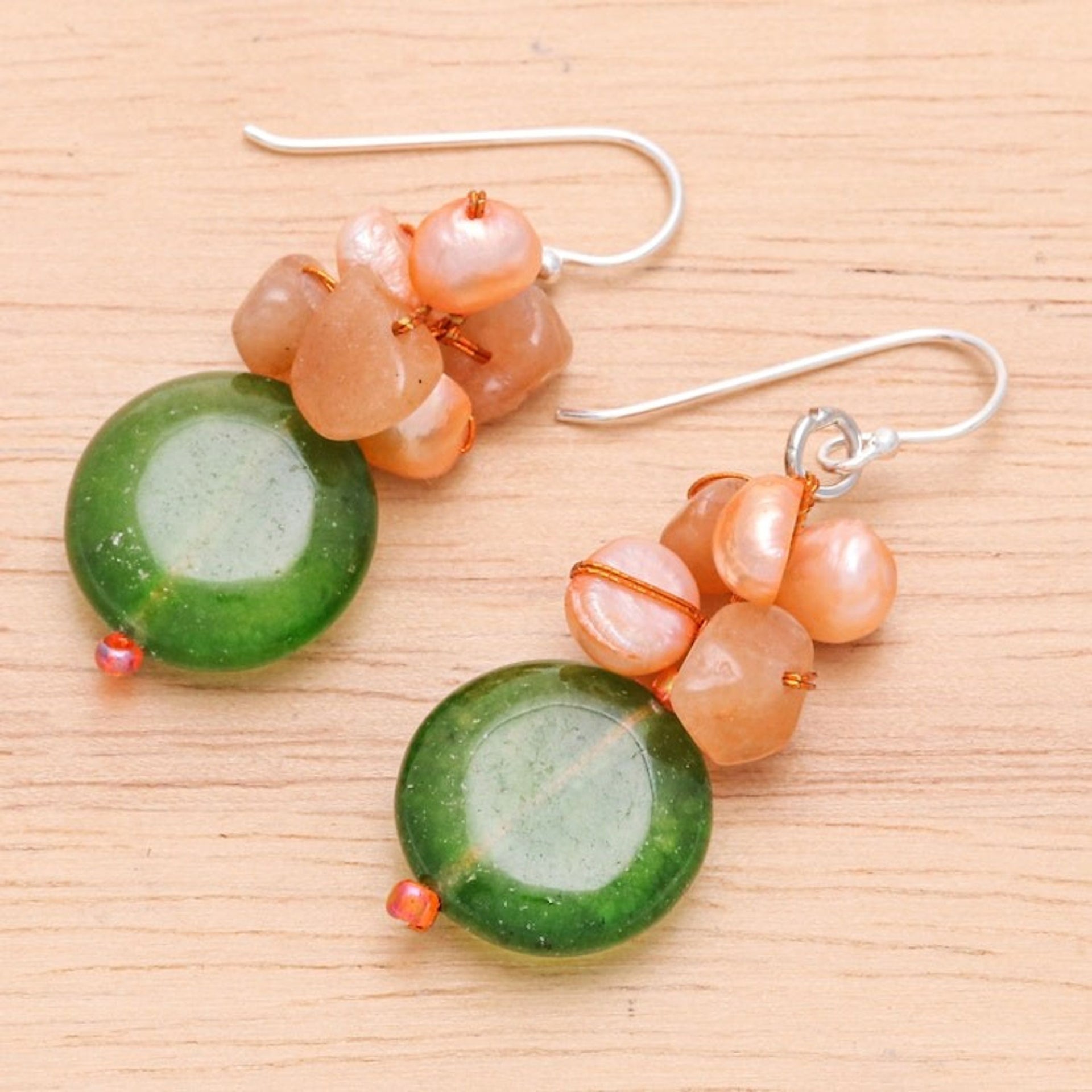 Handcrafted Multi-Gemstone Orange Dangle Earrings 'Orange Paradise'