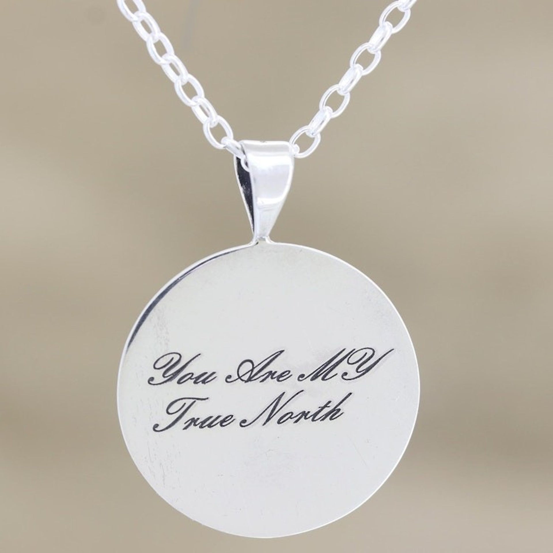 Hand Crafted Sterling Silver Pendant Necklace 'My True North'