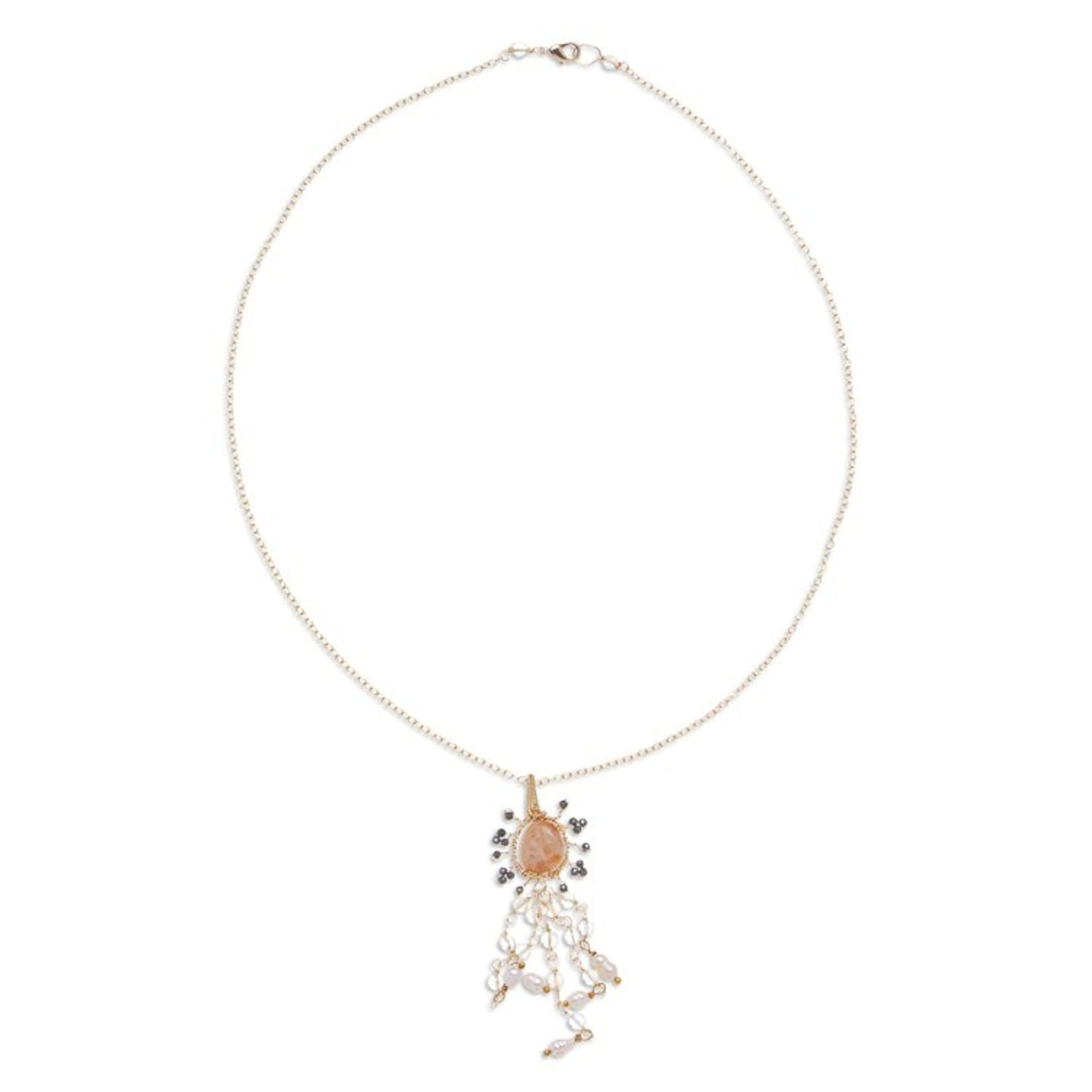 Multi-Gemstone Pendant Necklace with 14k Gold-Plated Chain 'Absolute Perfection'