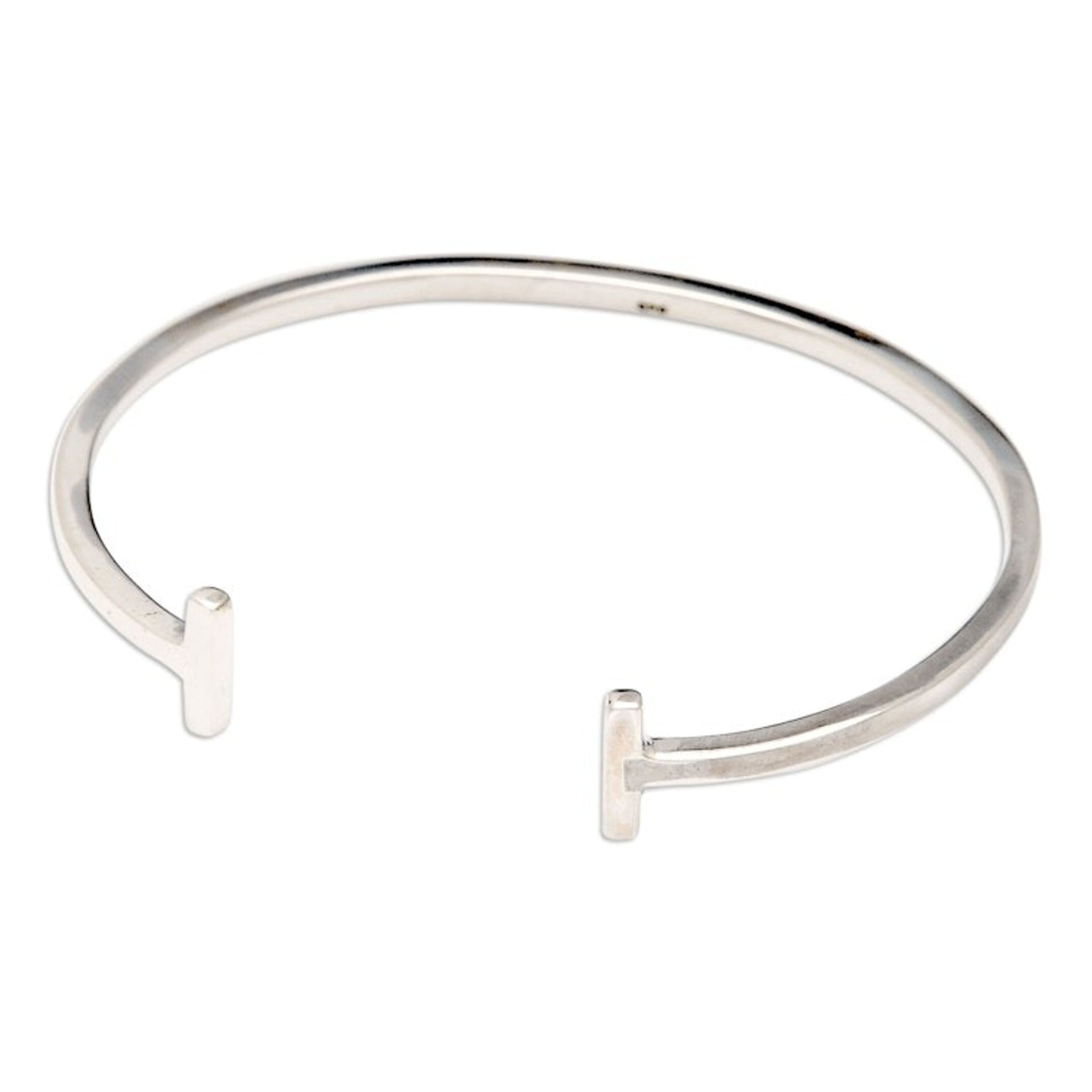 Polished Modern Minimalist Sterling Silver Cuff Bracelet 'Futuristic Walls'