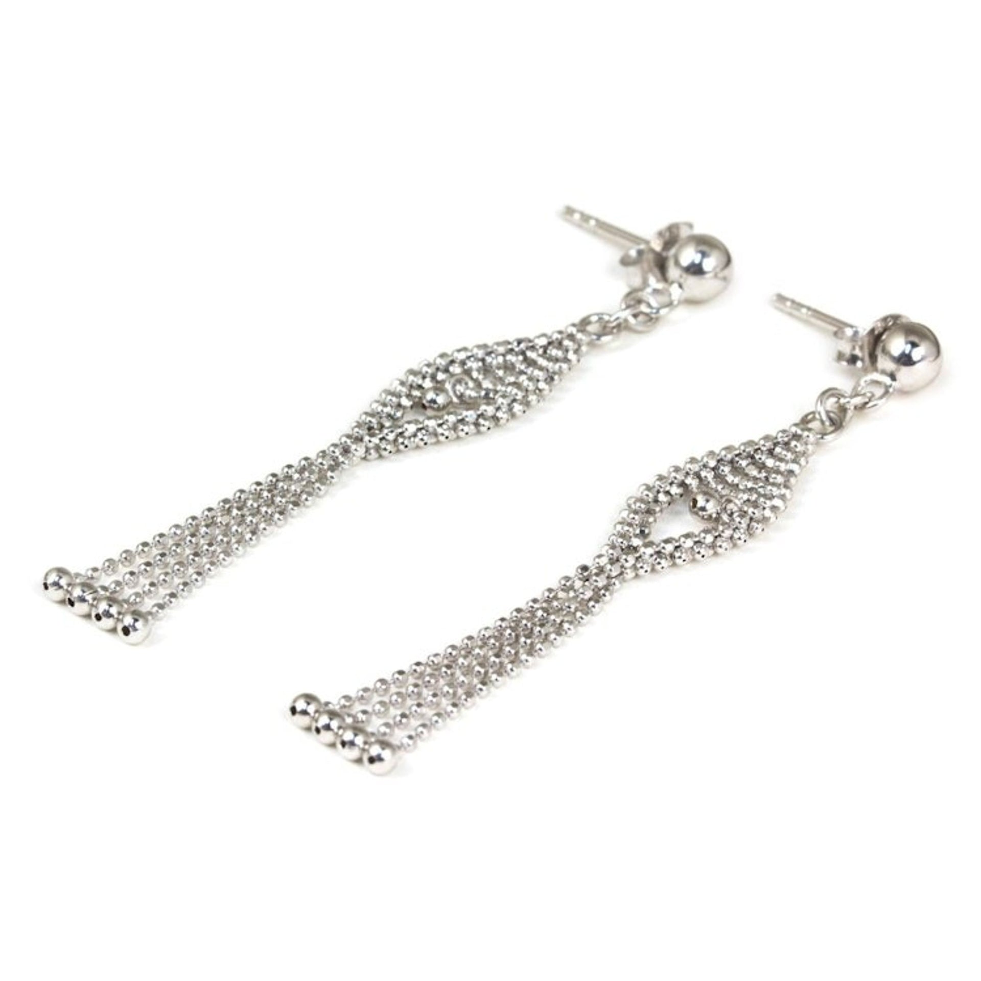 Sterling Silver Beaded Waterfall Earrings from Thailand 'Falling Star'
