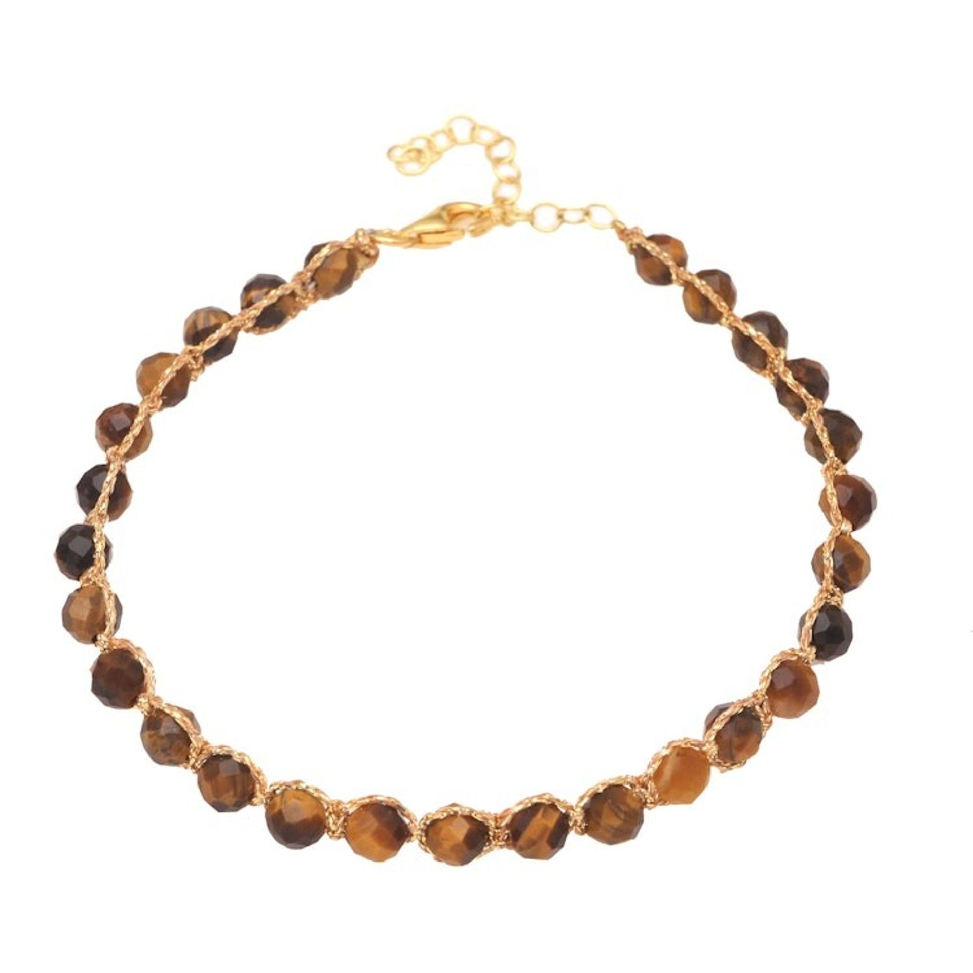 18k Gold-Accented Tiger's Eye Bracelet 'Brown and Gold'