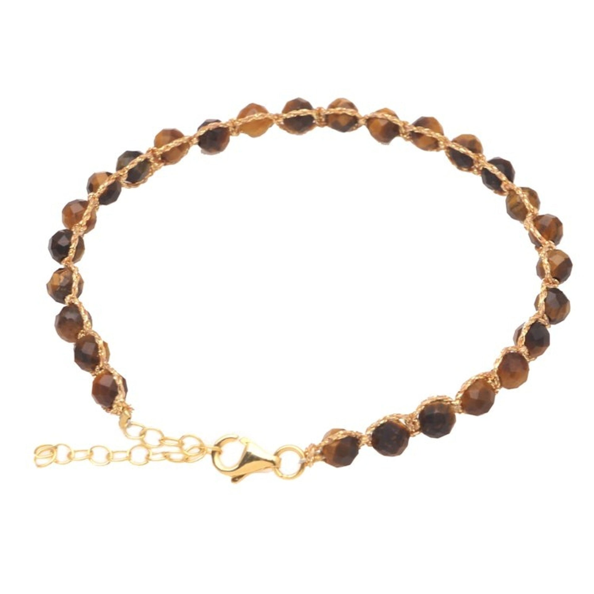 18k Gold-Accented Tiger's Eye Bracelet 'Brown and Gold'