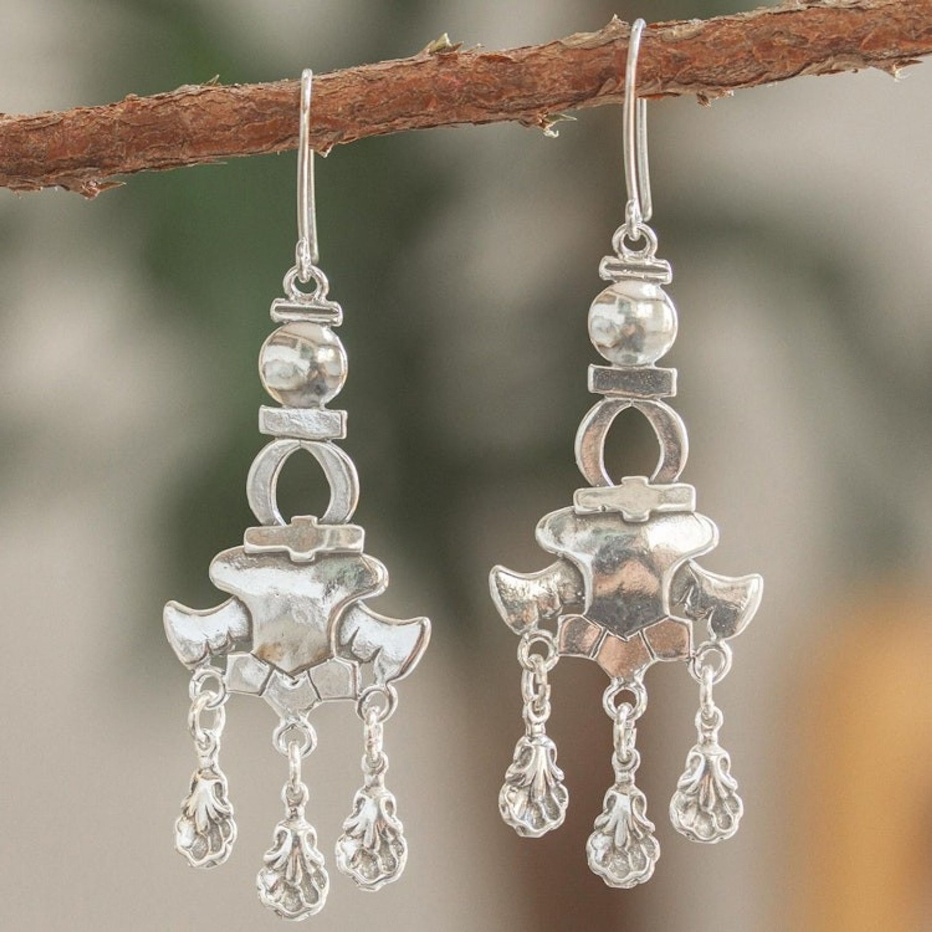 Sterling Silver Chandelier Earrings 'Avant-Garde'