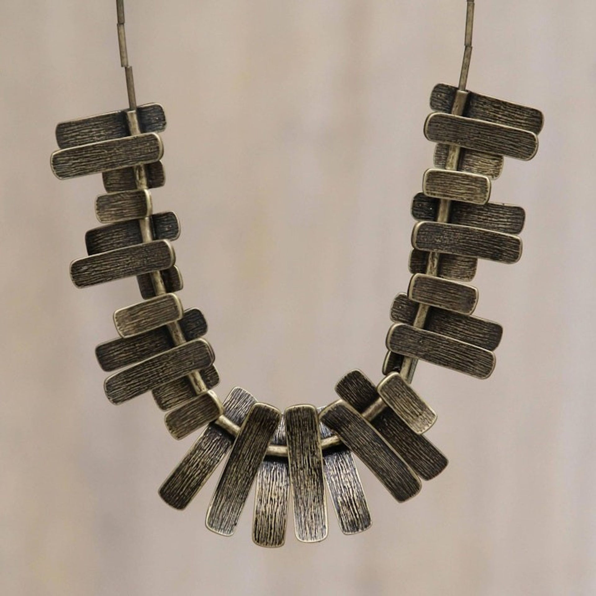 Bold Modern Geometric Bronze Plated Statement Necklace 'Bronze Goddess'
