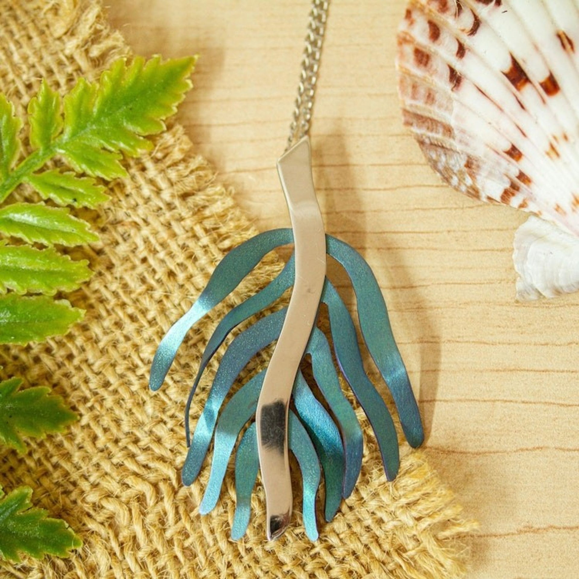 Titanium Coral Pendant Necklace from Mexico 'Swaying Coral'