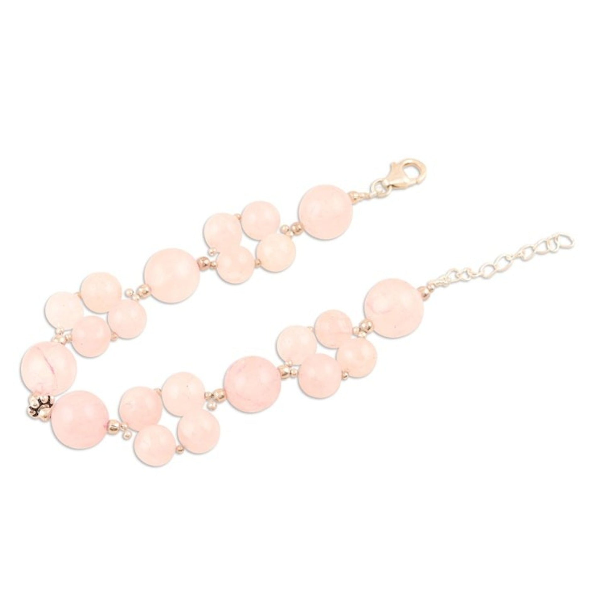 Handmade Sterling Silver and Rose Quartz Beaded Bracelet 'Rosy View'