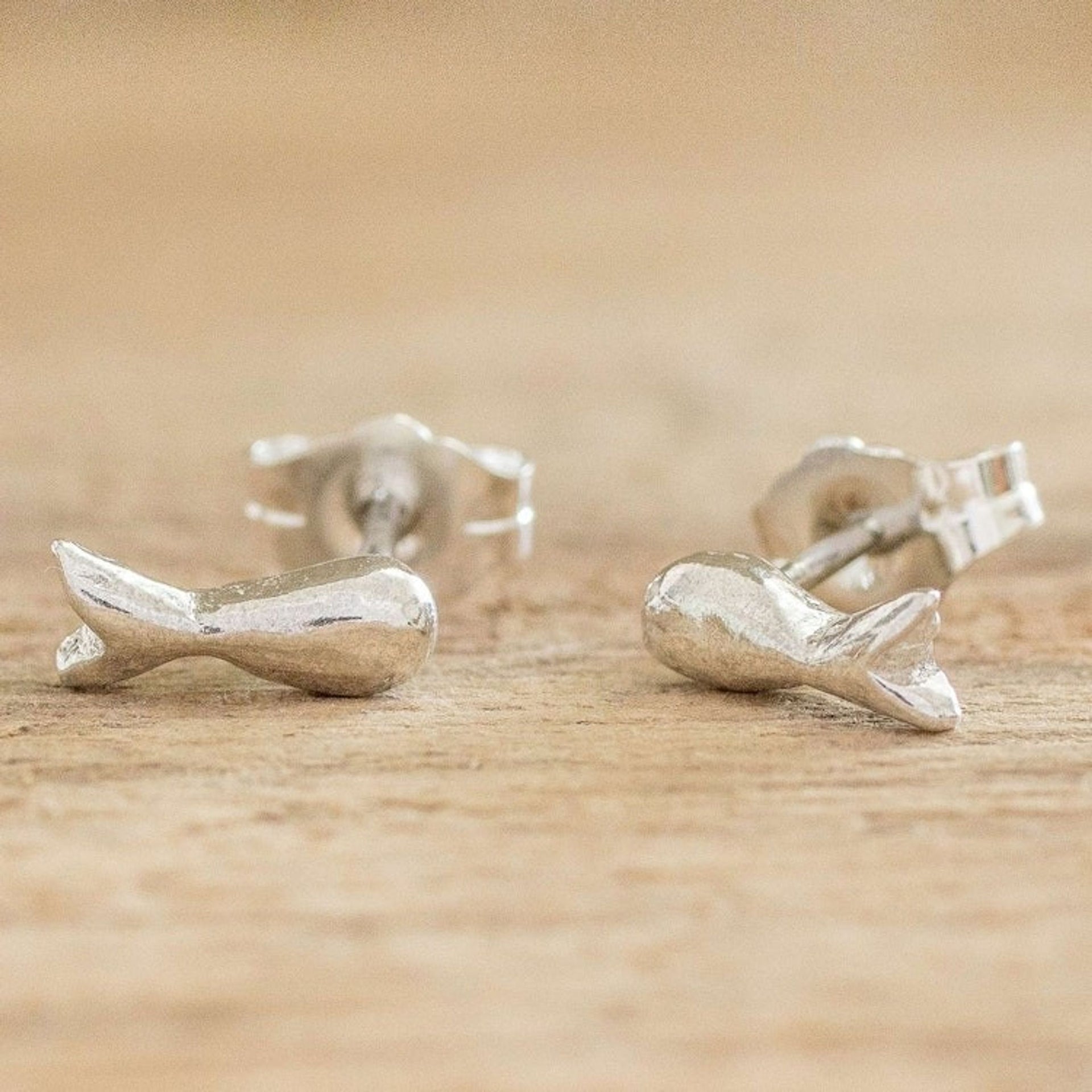 Handcrafted 999 Silver Stud Earrings 'Dainty Fish'