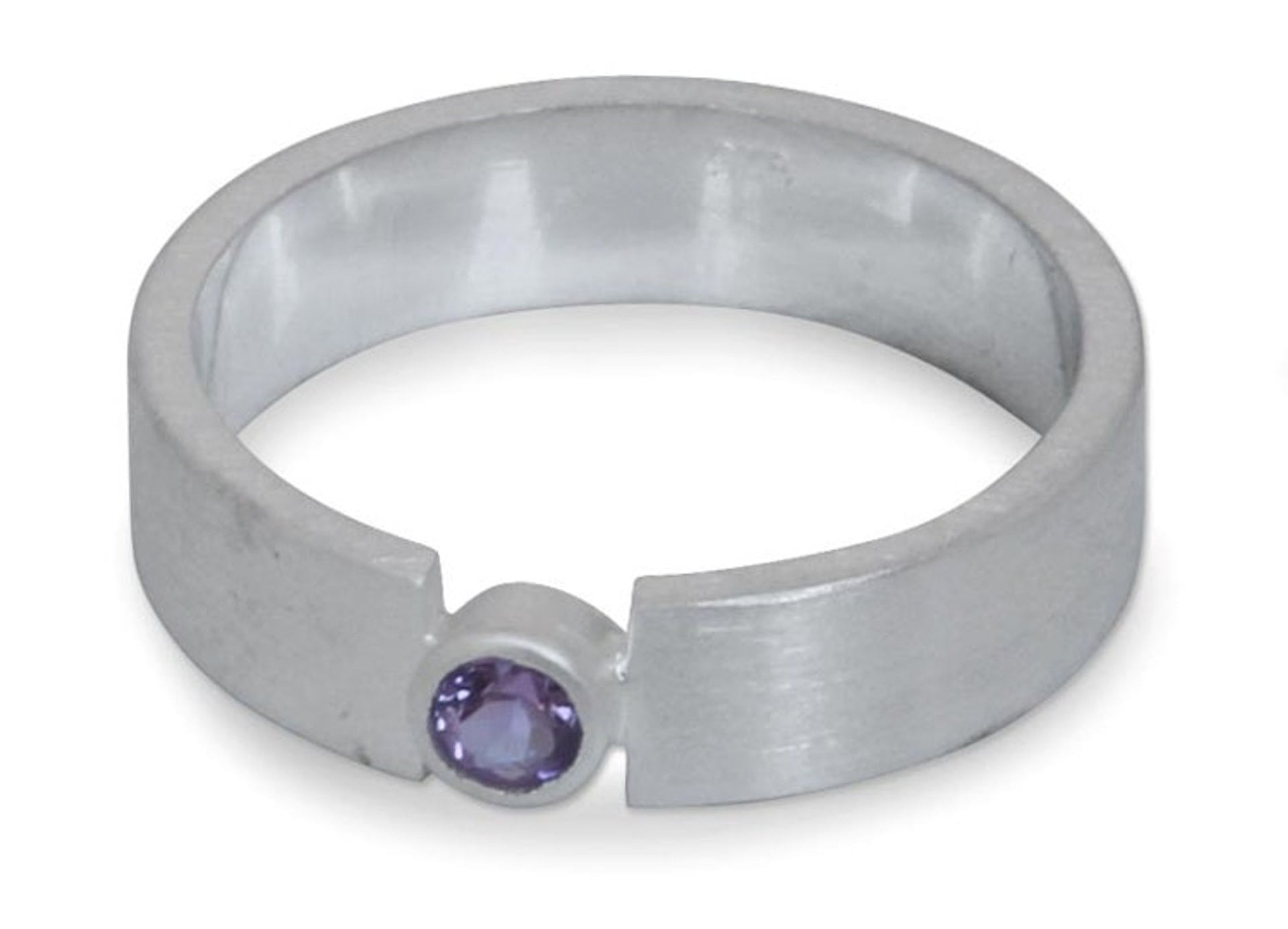 Amethyst and Silver Solitaire Ring 'Lanna Belle'