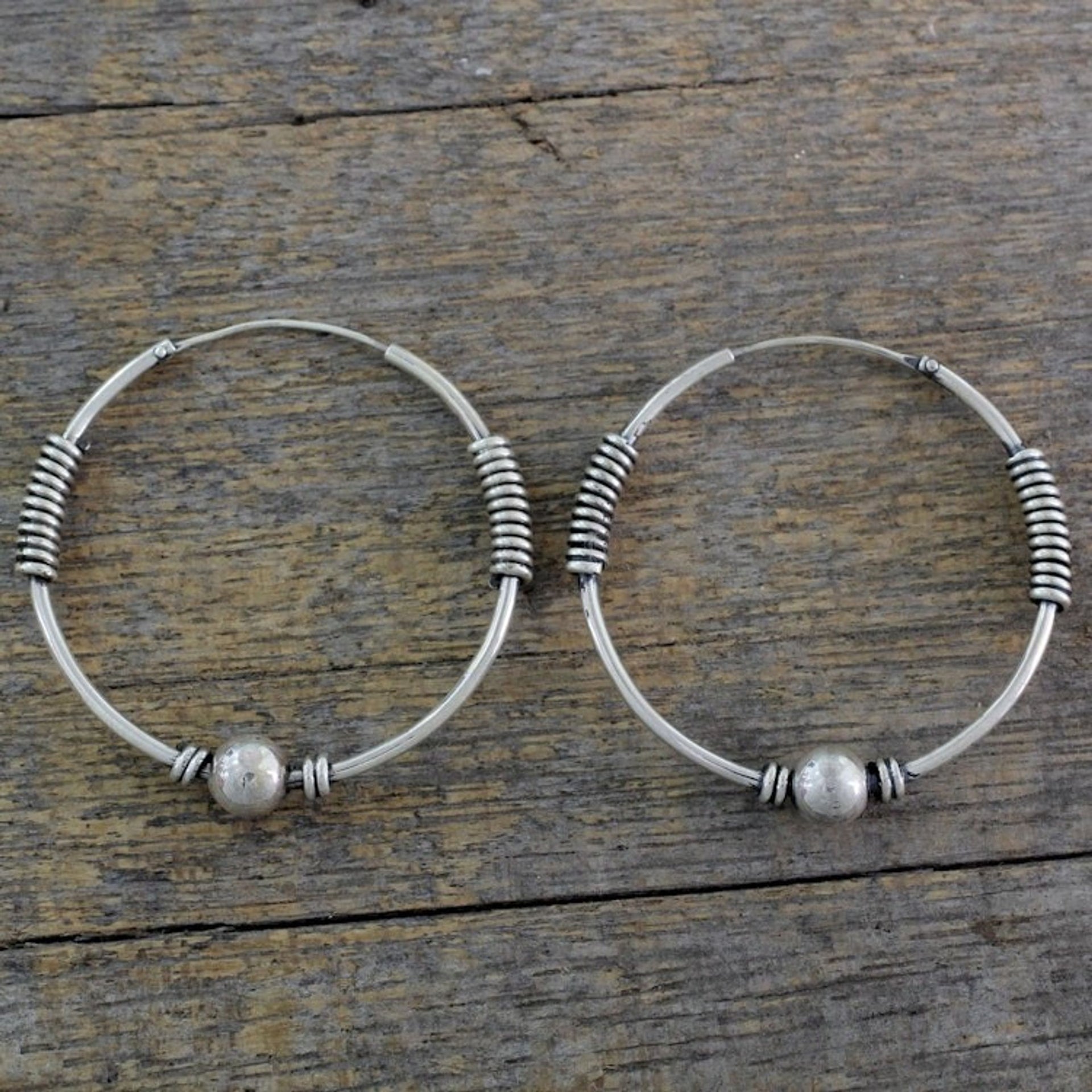 Artisan Crafted Sterling Silver Endless Hoop Earrings 'High Wire'