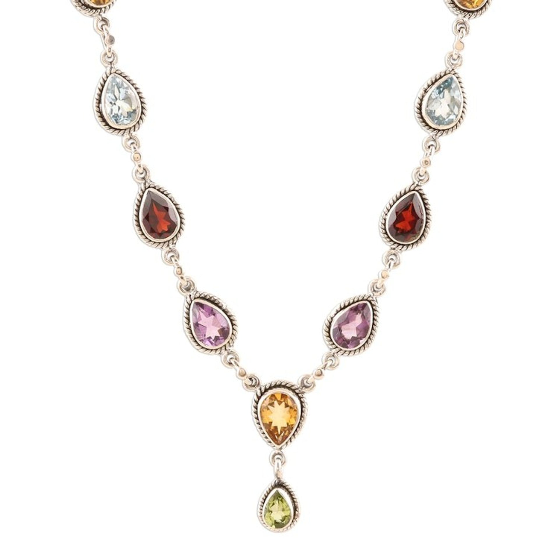 Multi-Gemstone and Sterling Silver Necklace 'On the Bright Side'