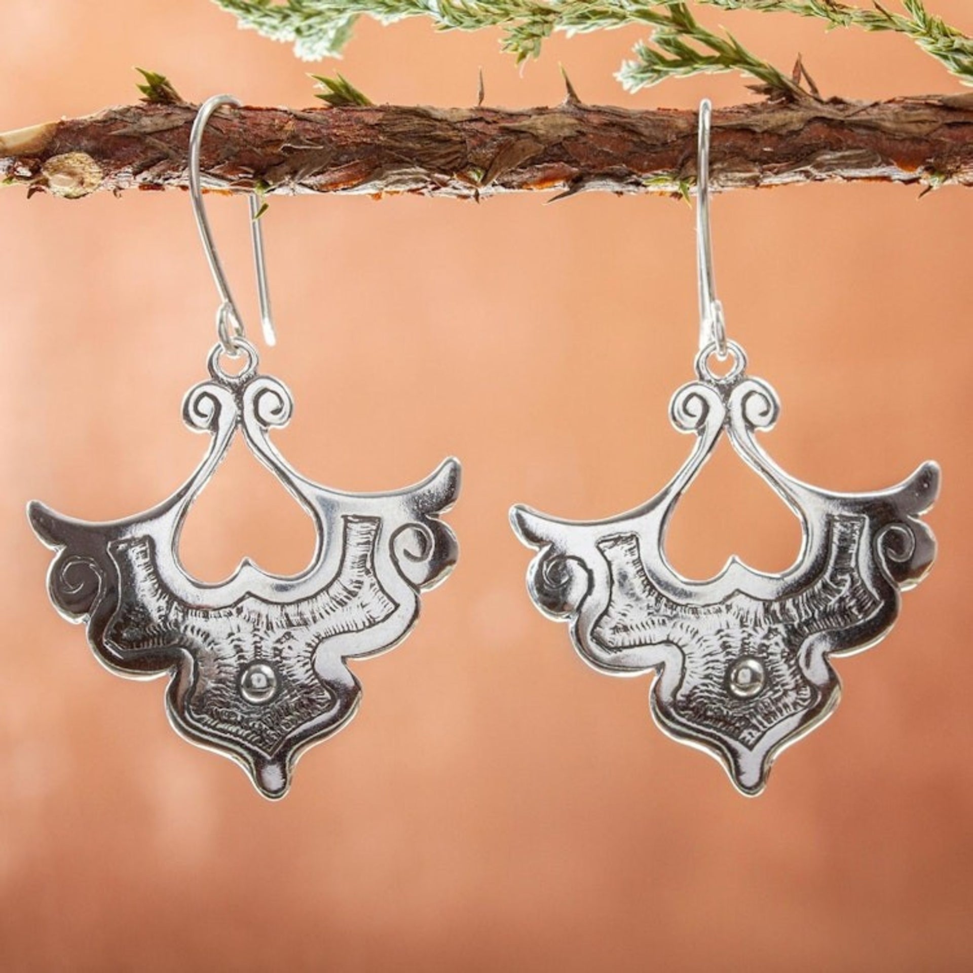 Artisan Crafted Sterling Silver Dangle Earrings 'Flor de Amor'