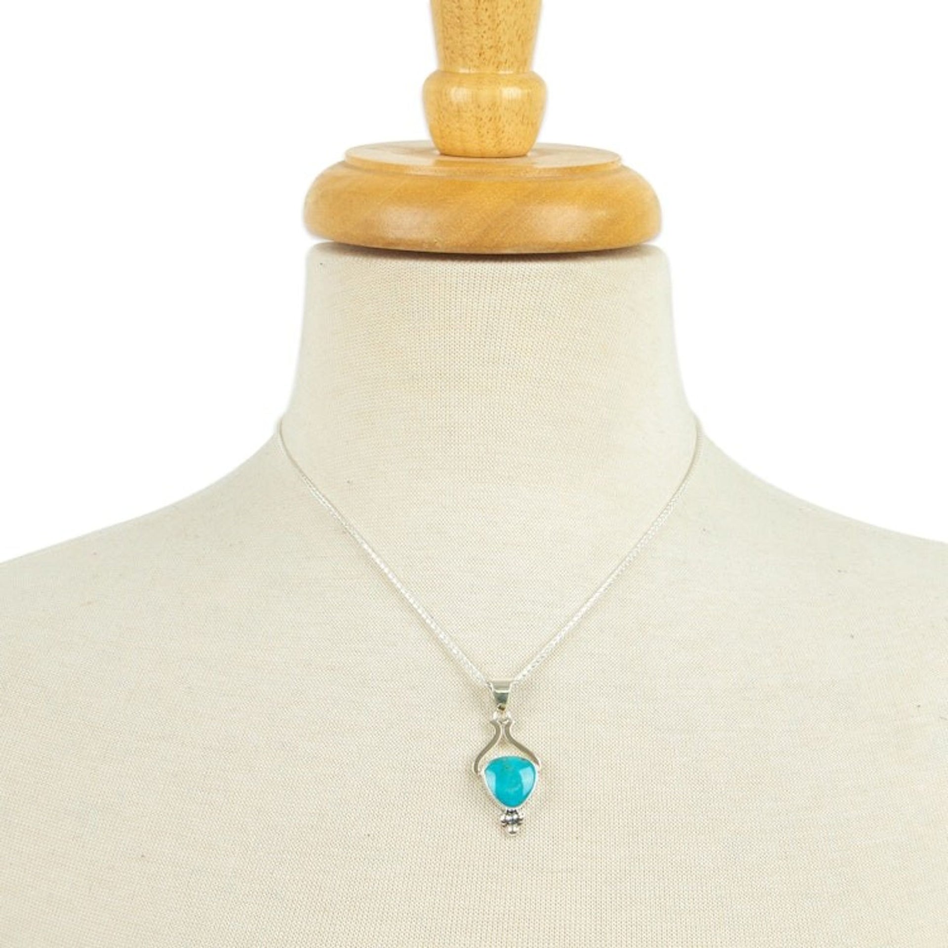 High-Polished Natural Turquoise Pendant Necklace from Mexico 'Serene Realm'