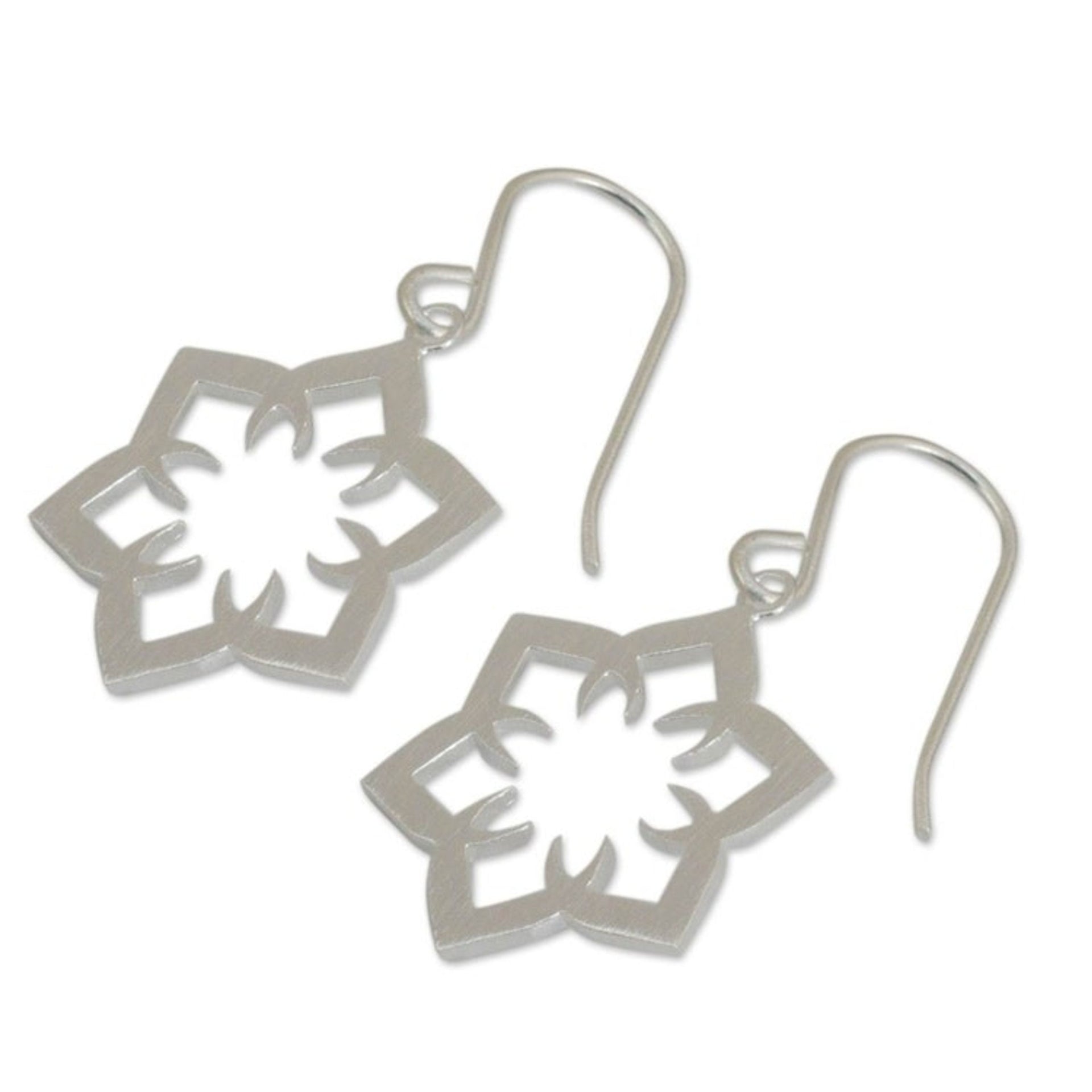 Sterling Silver Earrings Floral Jewelry from Thailand 'Lotus Mirage'