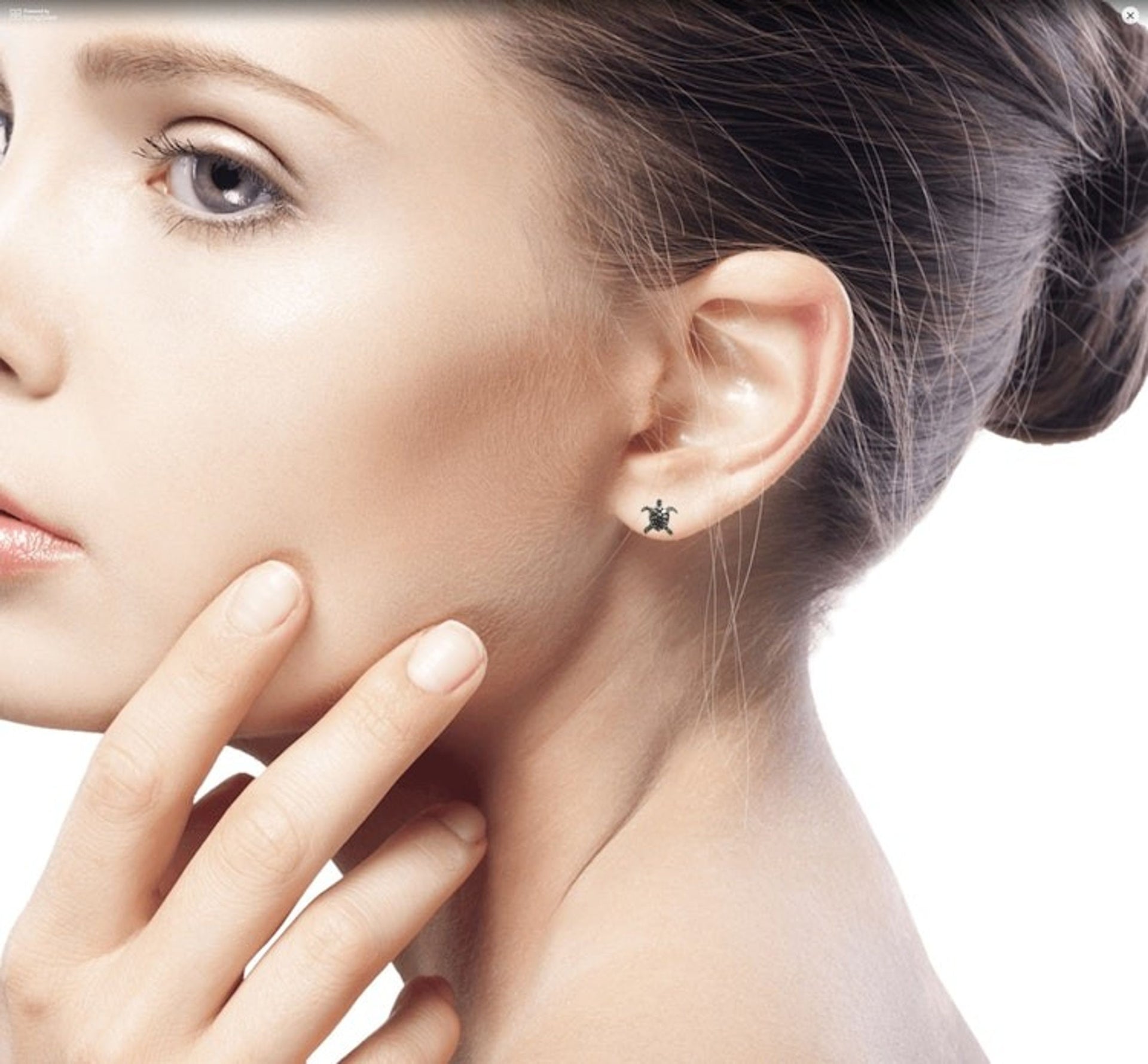 Sterling Silver Button Earrings 'Baby Sea Turtle'