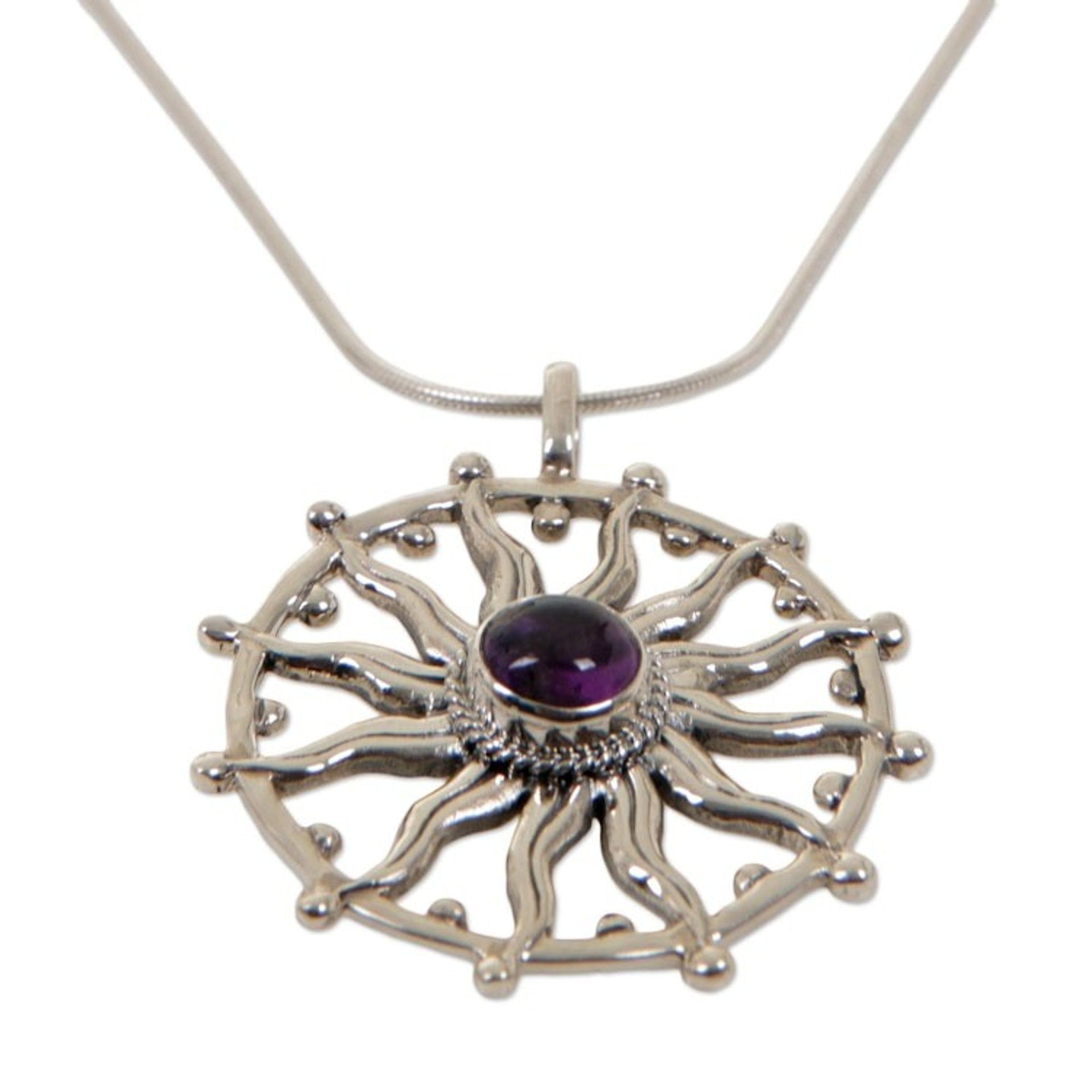 Unique Silver and Amethyst Necklace 'Sun Spirit'