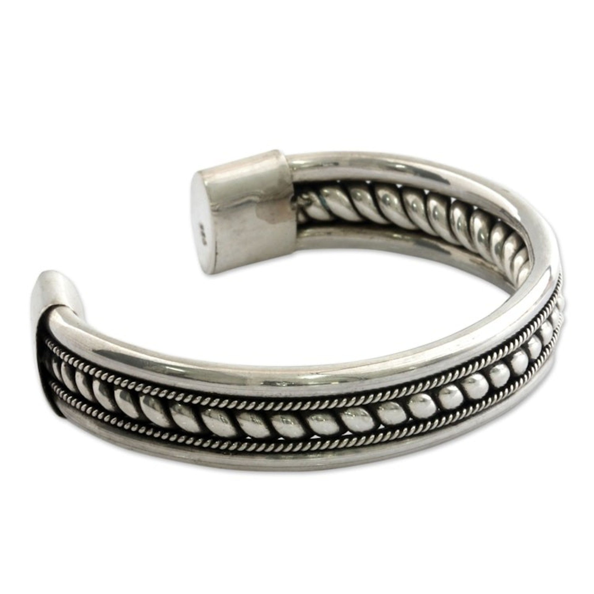 Modern Sterling Silver Cuff Bracelet Handcrafted in Bali 'Strength of Celuk'