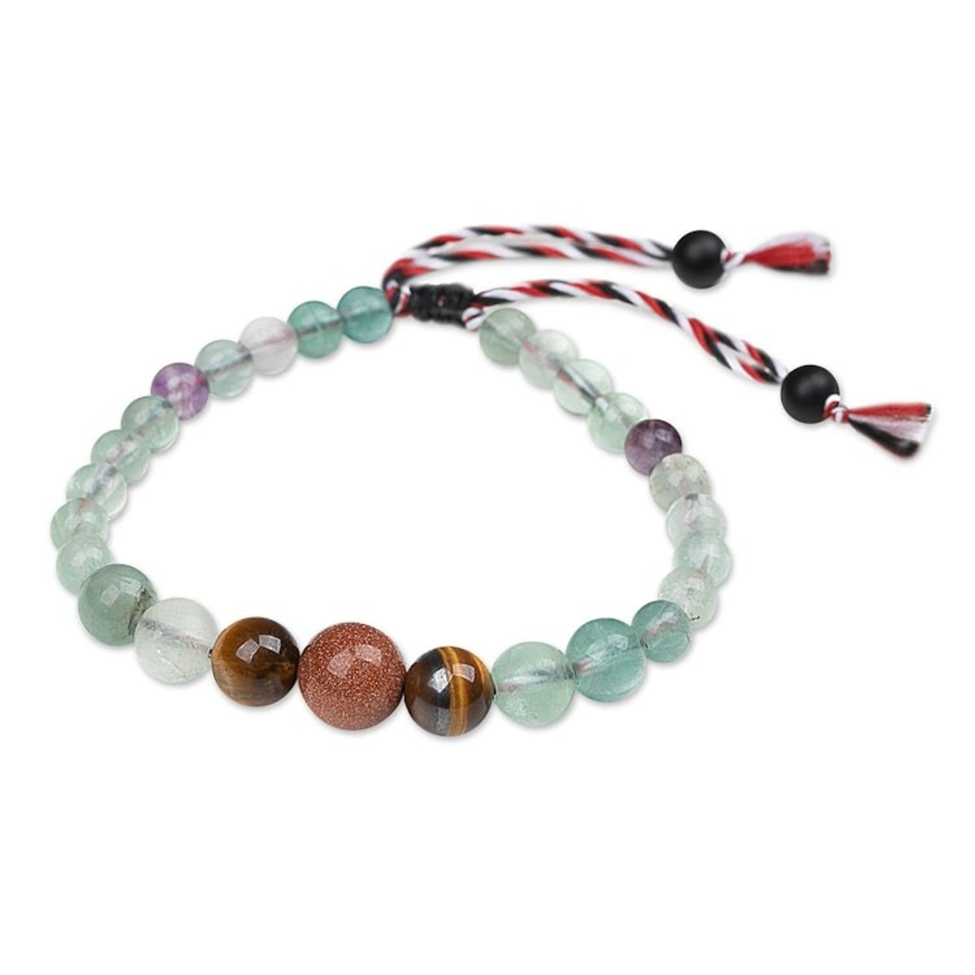 Yoga Tridatu Multi-Gemstone Beaded Pendant Bracelet for Men 'Tridatu Life Force'