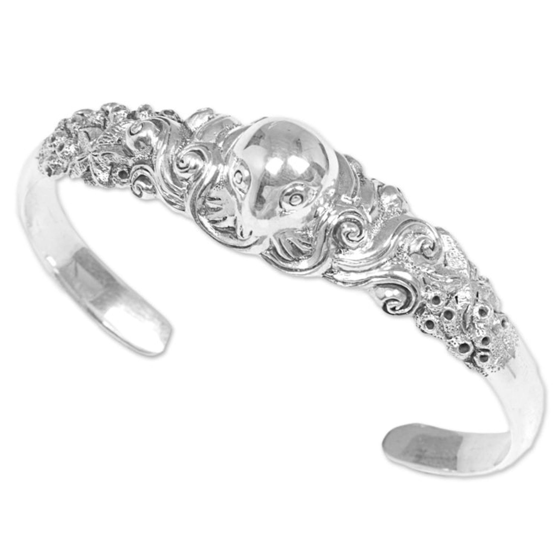 Sterling Silver Cuff Bracelet of an Octopus from Indonesia 'Octopus of the Deep'