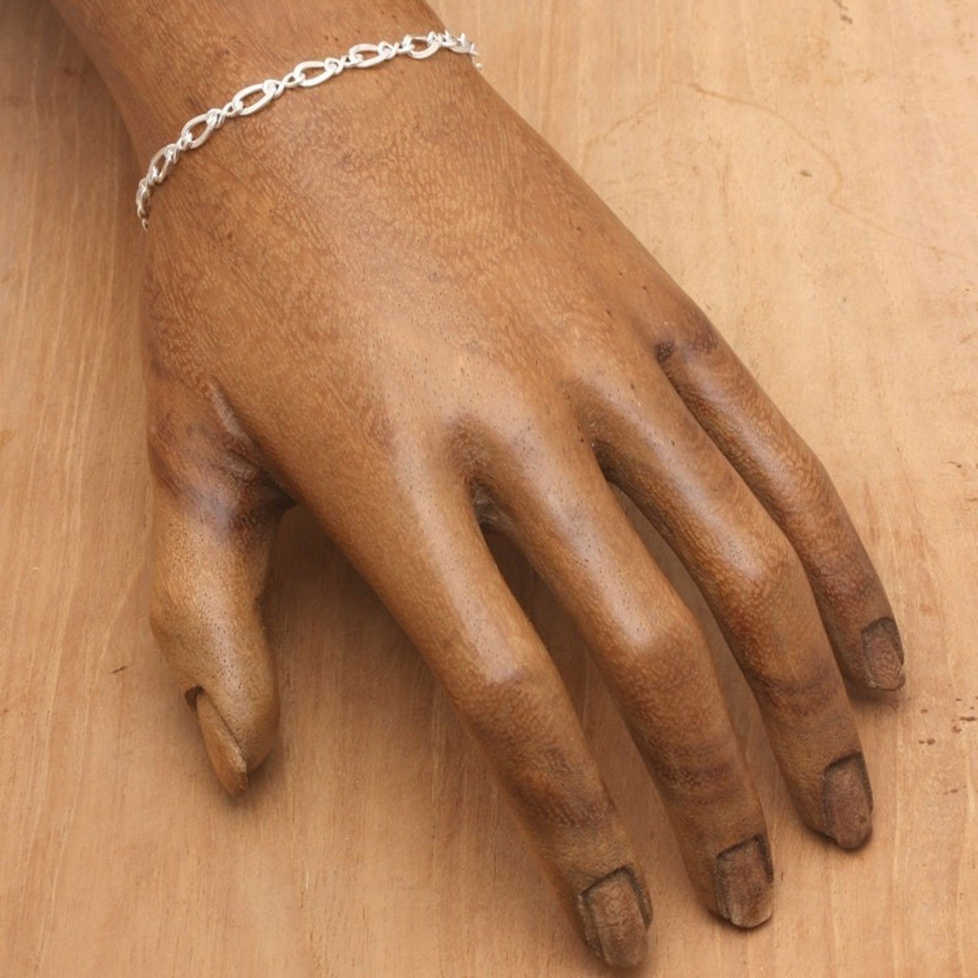 Romantic Sterling Silver Link Bracelet with Heart Charm 'You and Romantic Me'