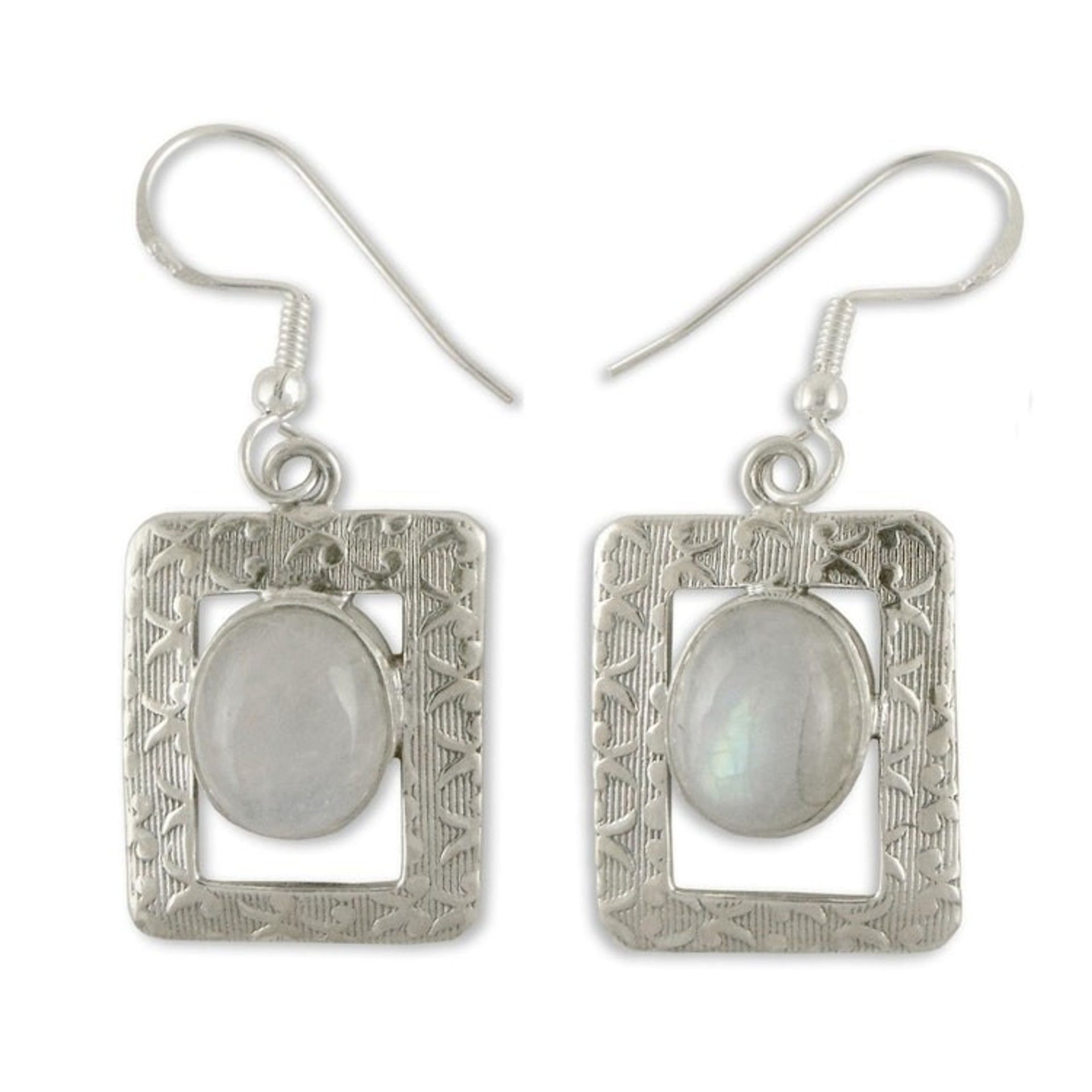 Rainbow Moonstone dangle earrings 'Hypnotic Intuition'