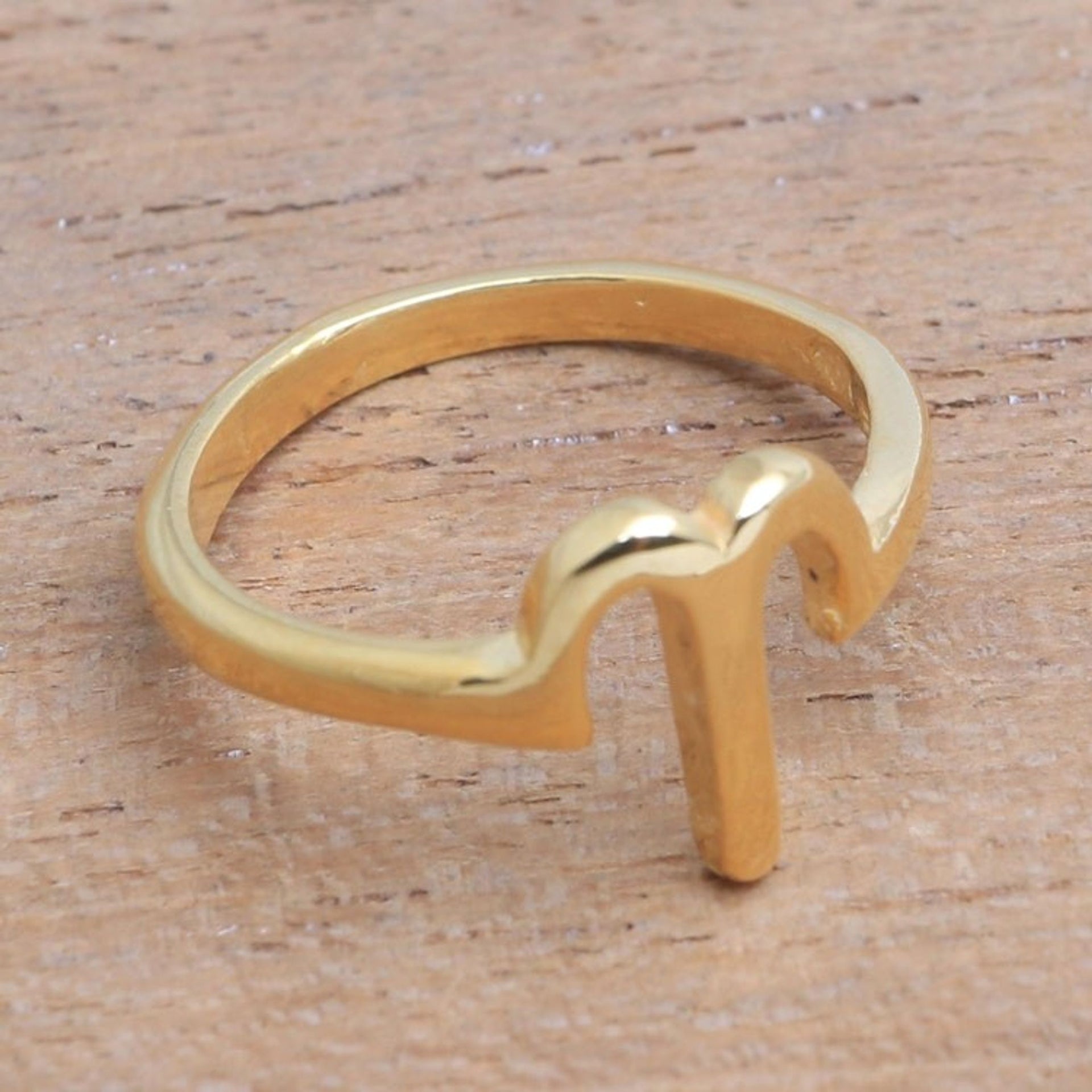 18k Gold Plated Sterling Silver Aries Band Ring 'Golden Aries'