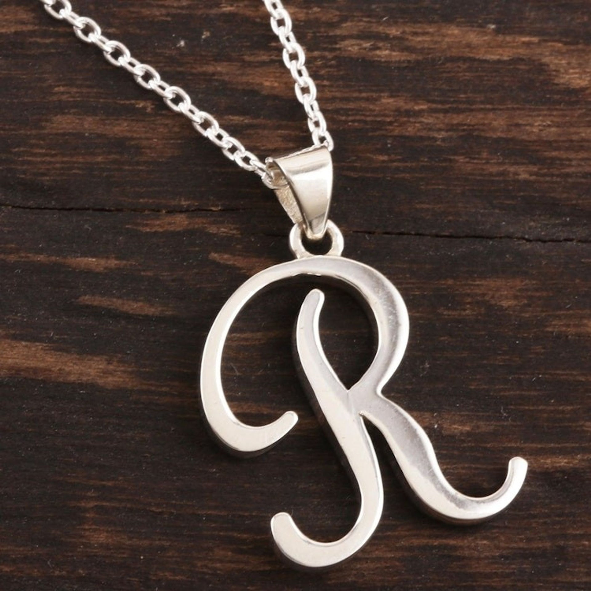Artisan Crafted R Initial Necklace from India 'Dancing R'