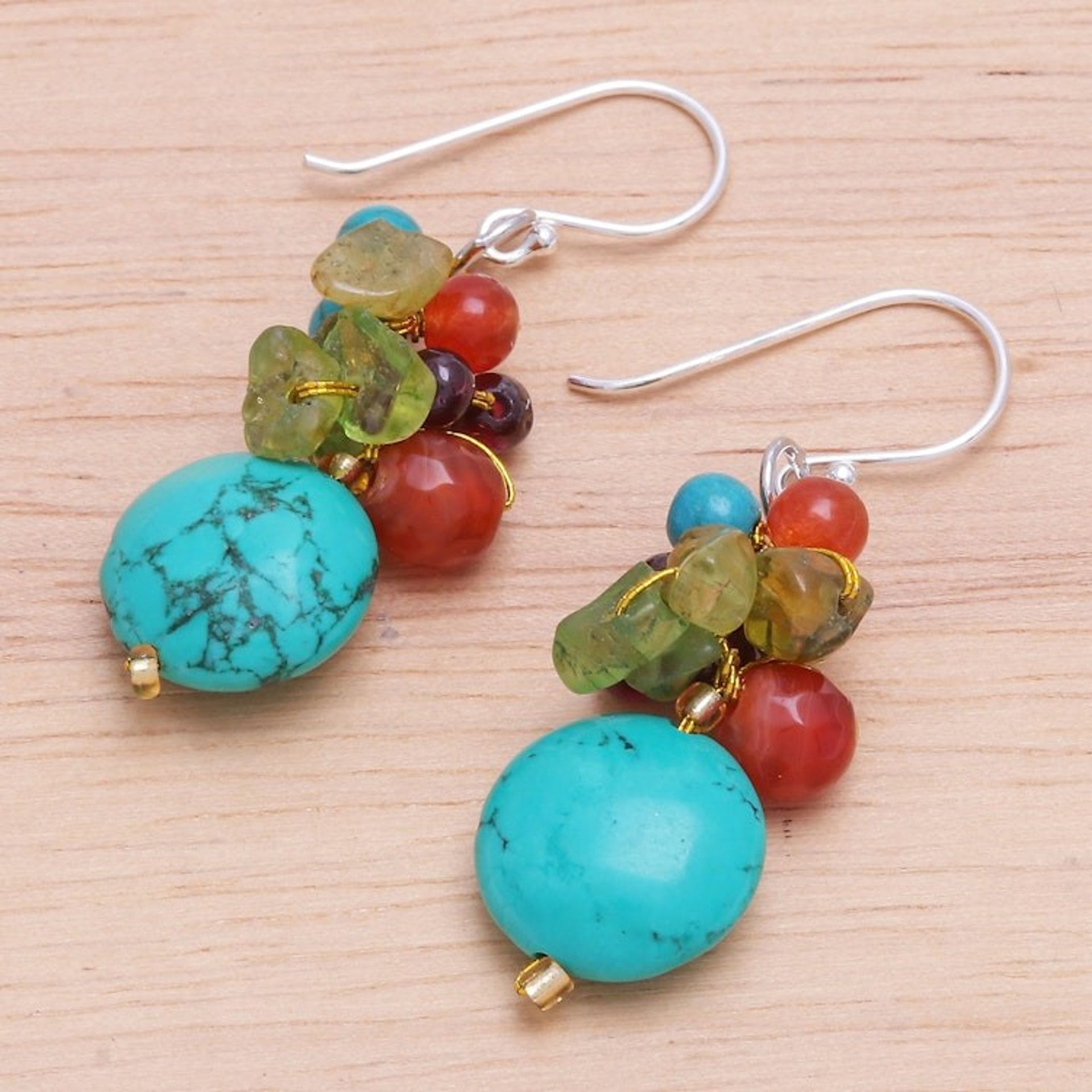 Chalcedony and Peridot Dangle Earrings 'Day Trip'