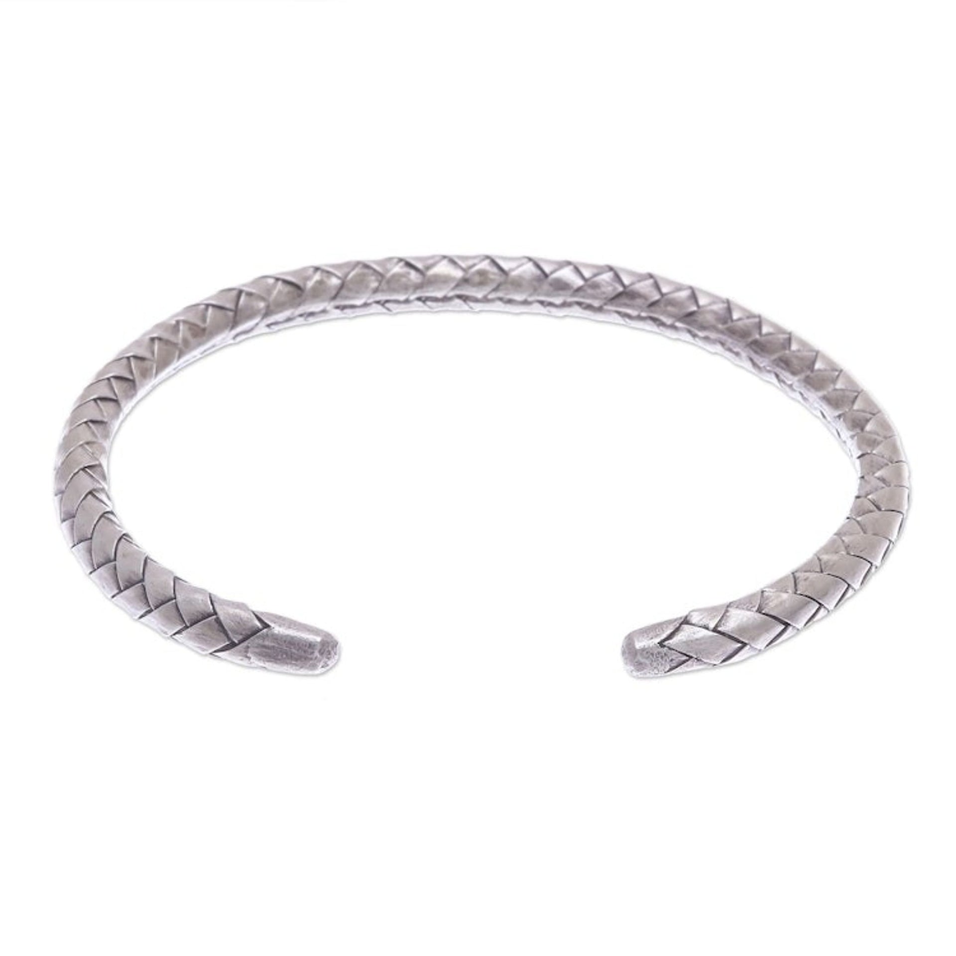 Thai Hand Crafted Sterling Silver Cuff Bracelet 'Silver Bond'