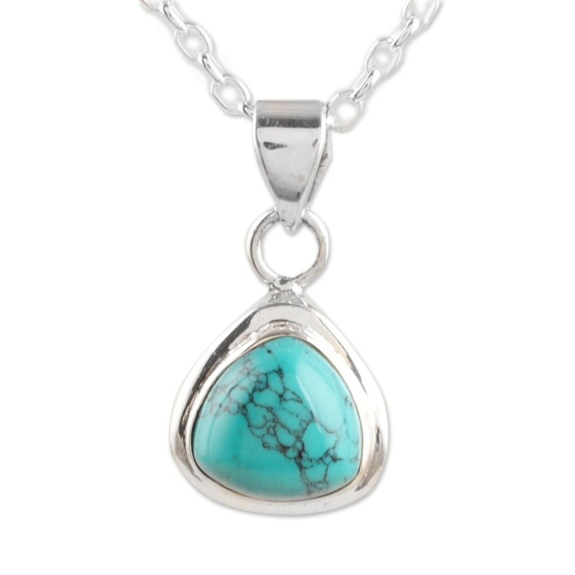 Hand Made Indian Sterling Silver Pendant Necklace 'Sky Realm'