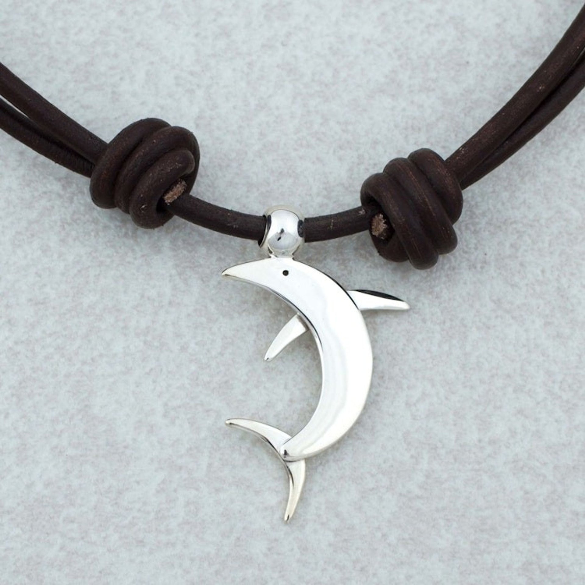 Taxco Sterling Silver Dolphin Pendant Necklace from Mexico 'Sleek Dolphin'