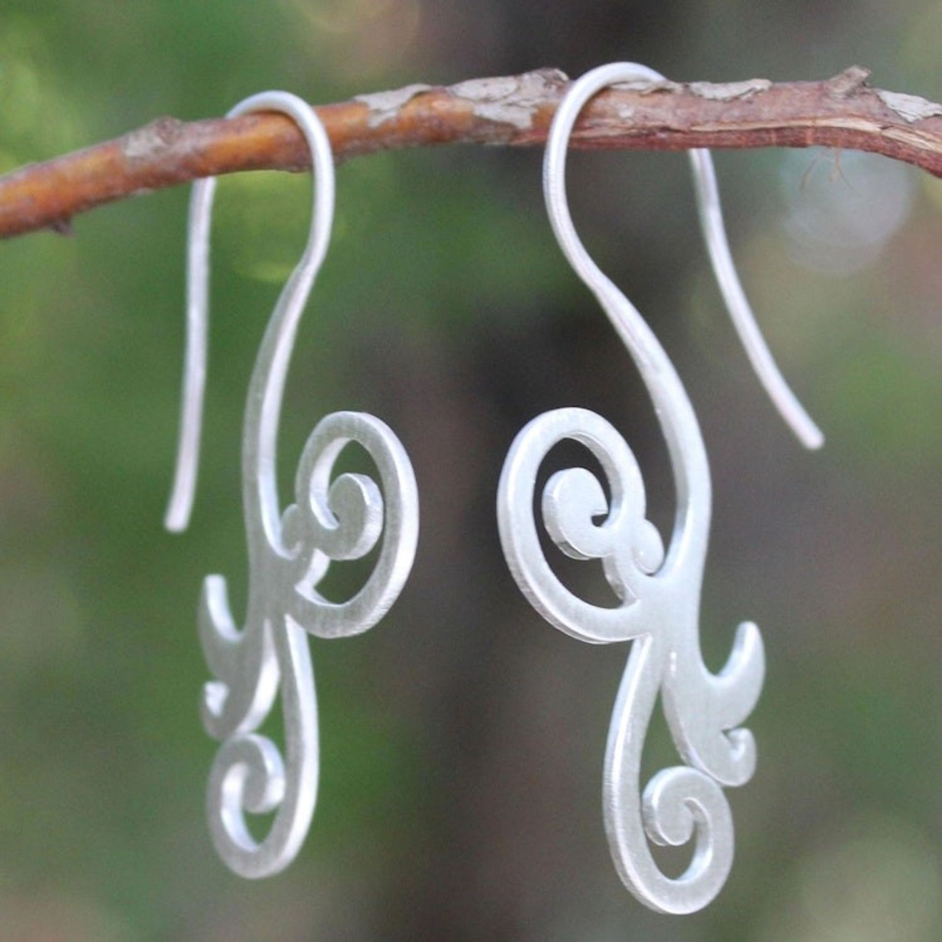 Modern Sterling Silver Drop Earrings 'Enamored'