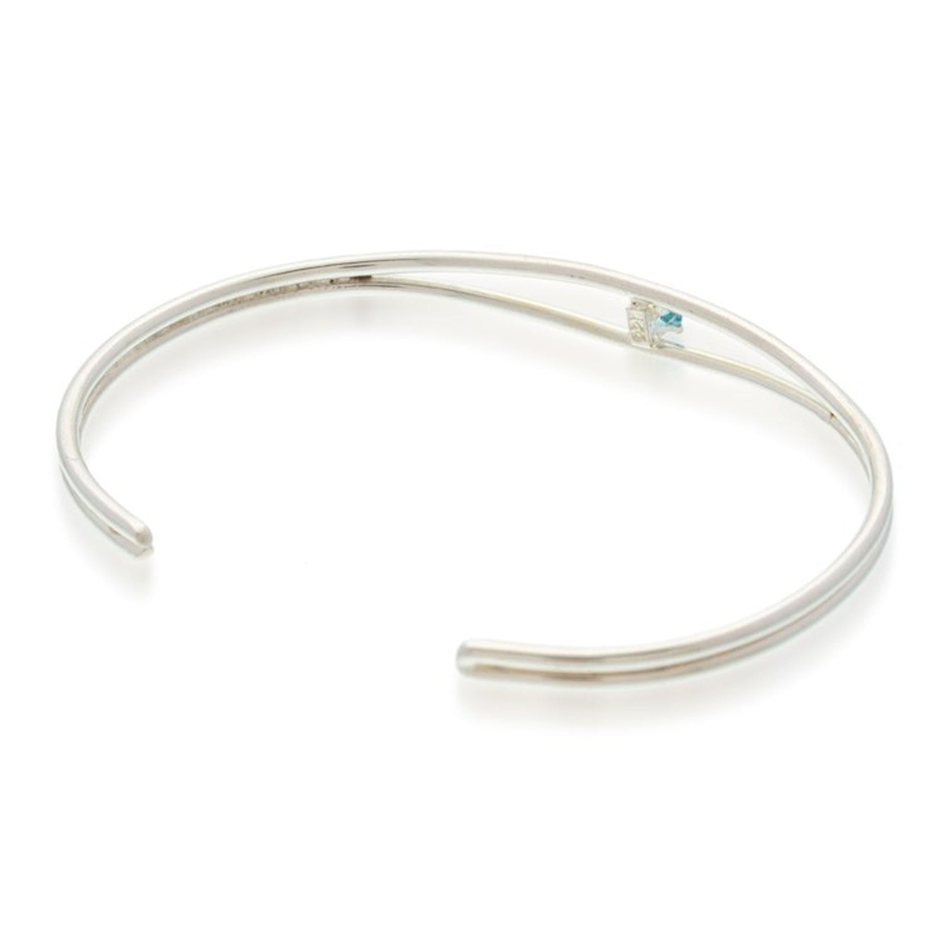 Minimalist Polished Sterling Silver and Topaz Cuff Bracelet 'Blue of Novelty'