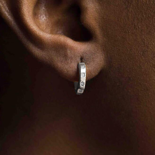 Star Set Diamond Huggie Hoops
