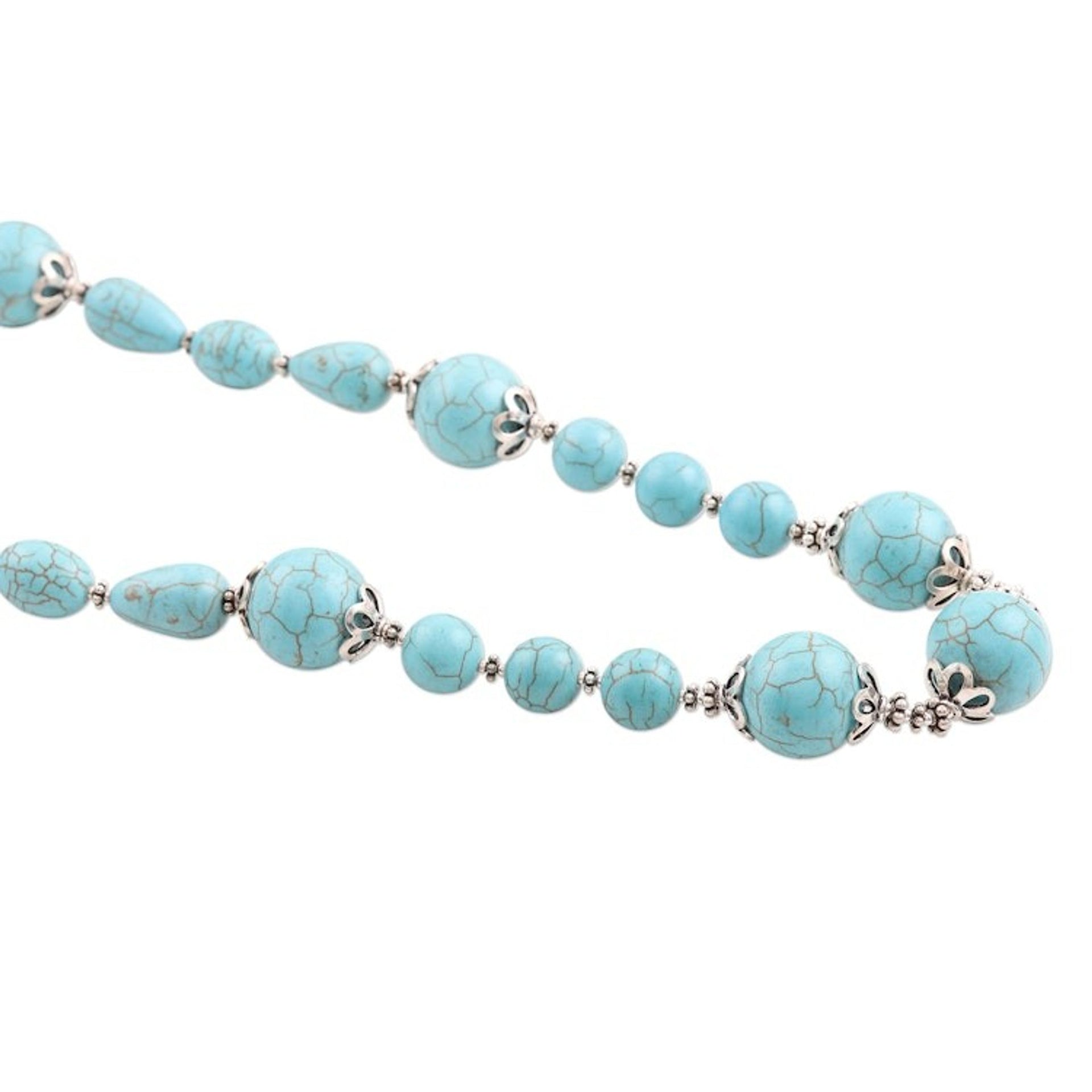 Hand Crafted Calcite Beaded Necklace from India 'Sky Chill'