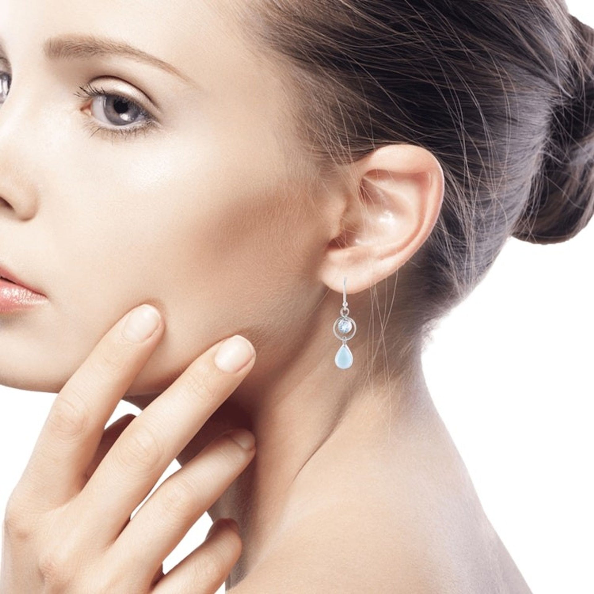 Larimar and Blue Topaz Dangle Earrings from India 'Gleaming Daylight'