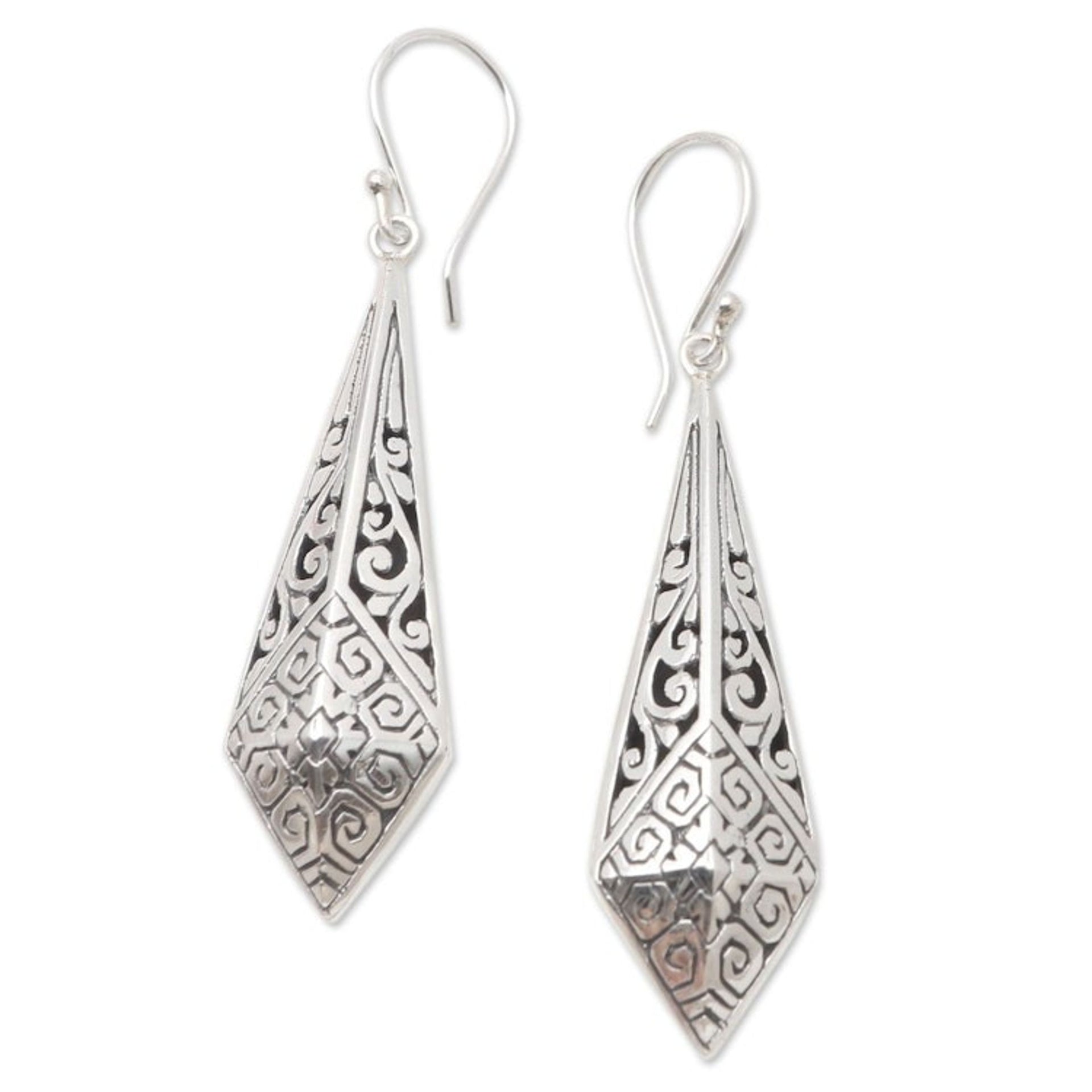 Handcrafted Sterling Silver Dangle Earrings 'Dress Up'