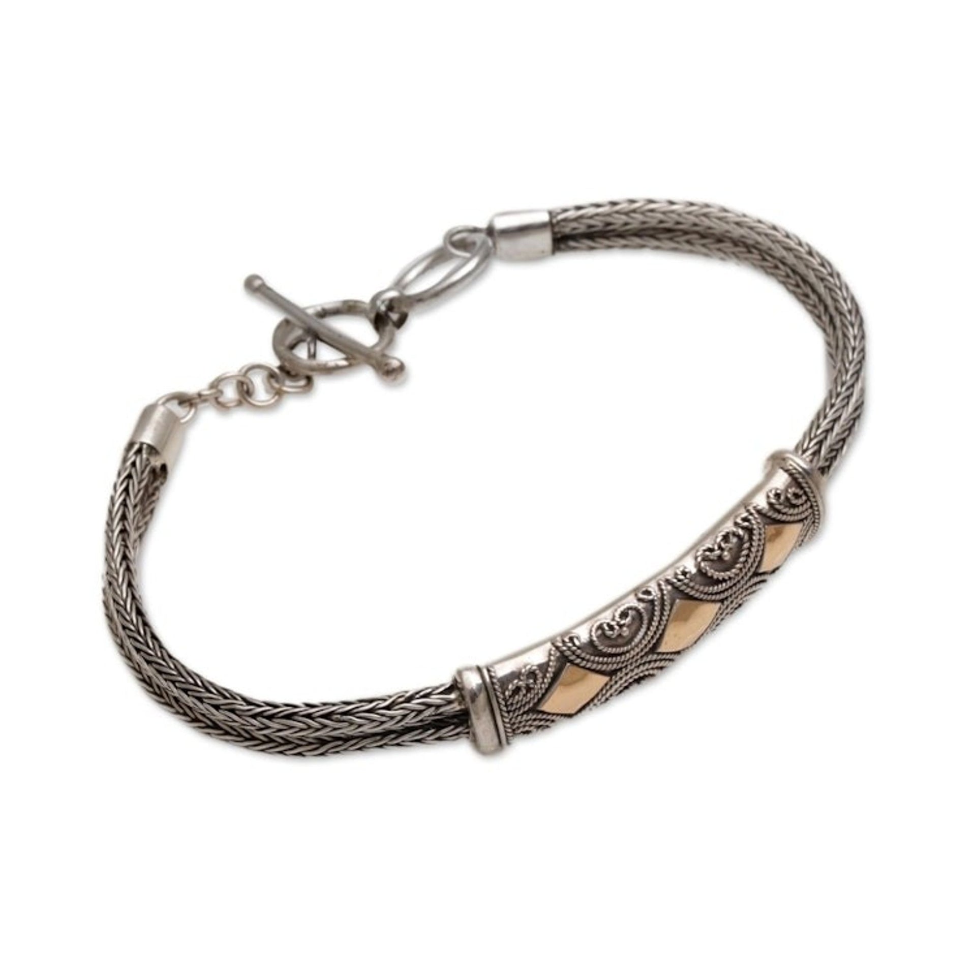 Sterling Silver and Gold Accent Chain Bracelet 'Majapahit Princess'