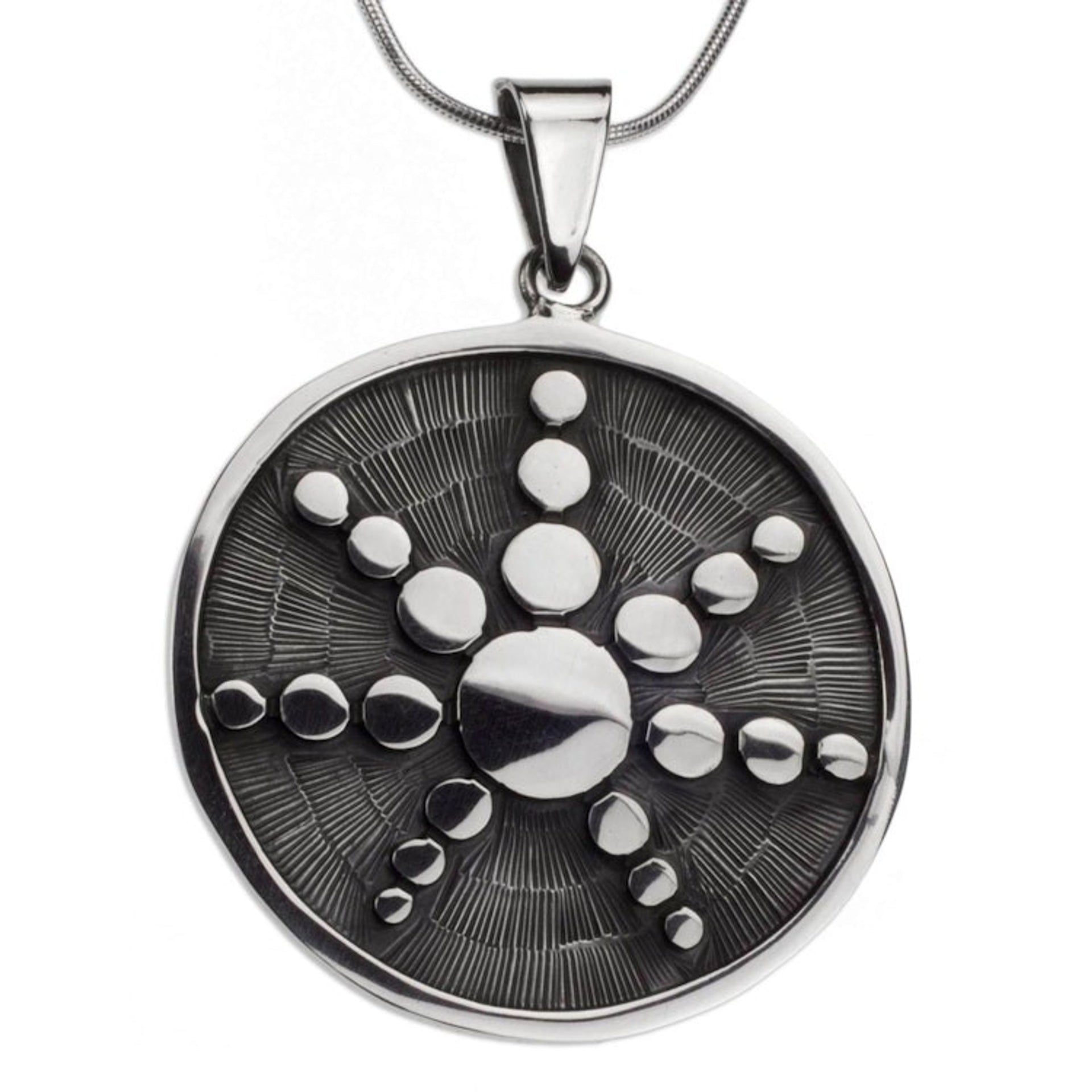 Artisan Crafted Taxco Sterling Silver Pendant Necklace 'Star in the Moon'