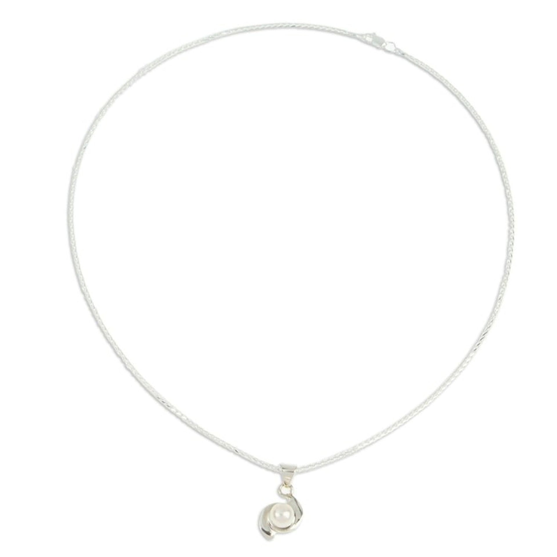 Fine Silver Cultured Pearl Necklace Handmade in Mexico 'Taxco Pinwheels'