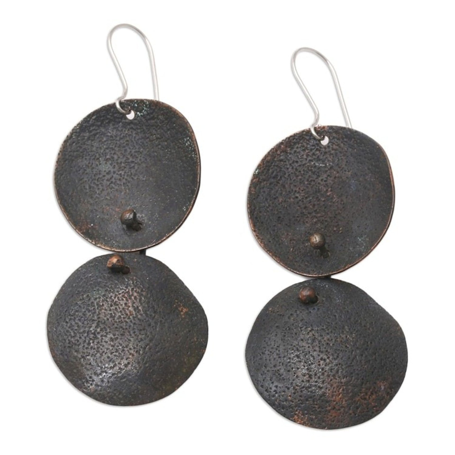 Javanese Copper 3 Inch Dangle Earrings 'Modern Minimalism'